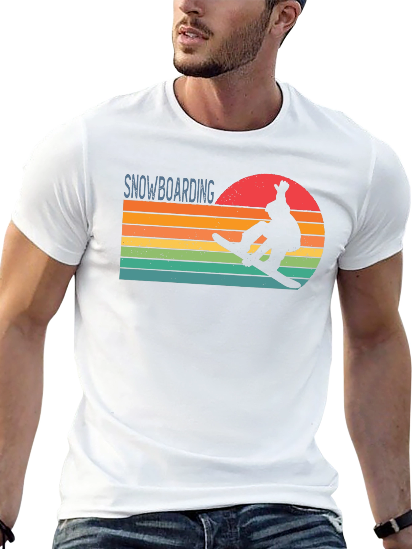 Snowboarding Retro Sunset Graphic Tee