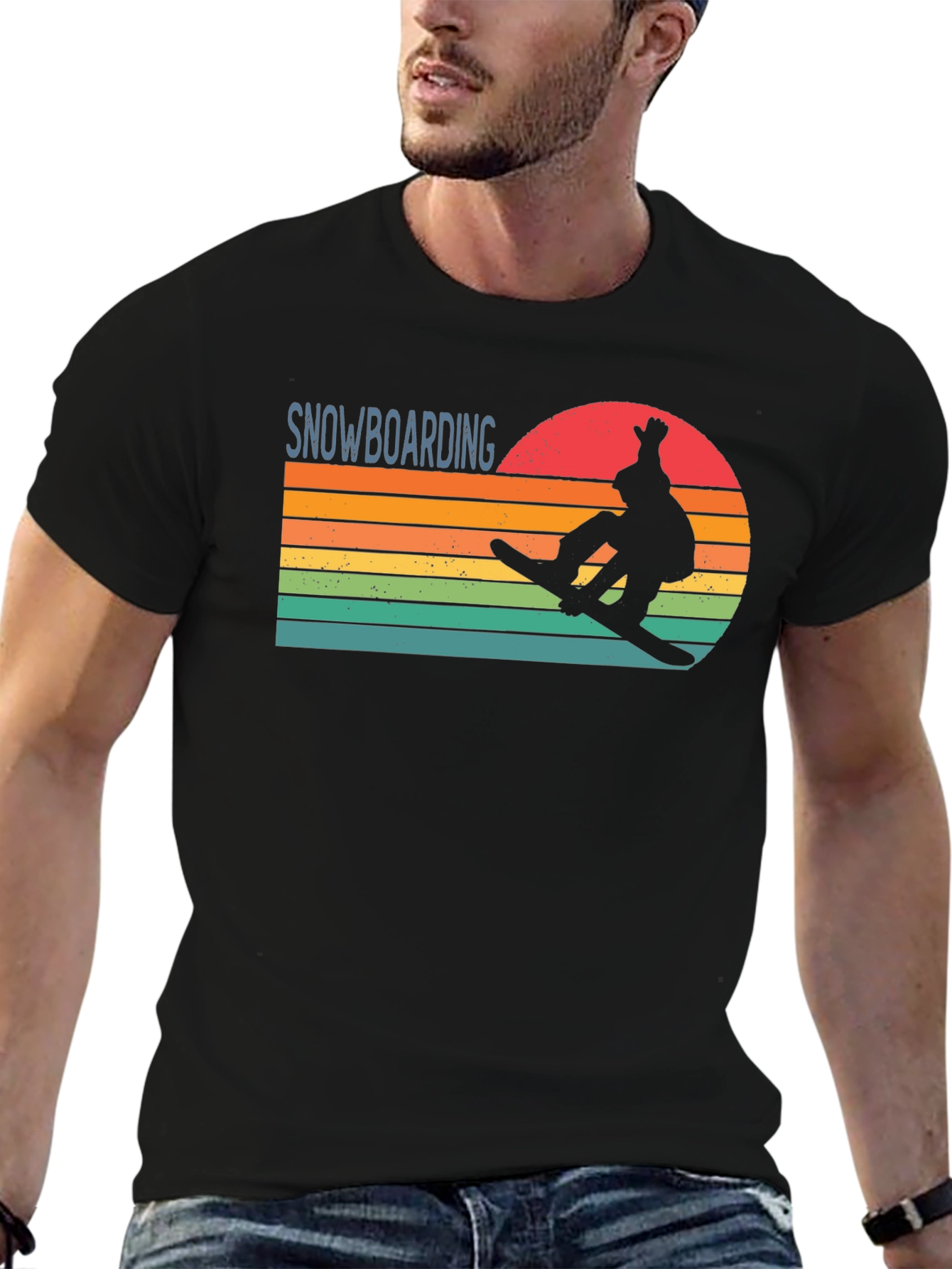 Snowboarding Retro Sunset Graphic Tee