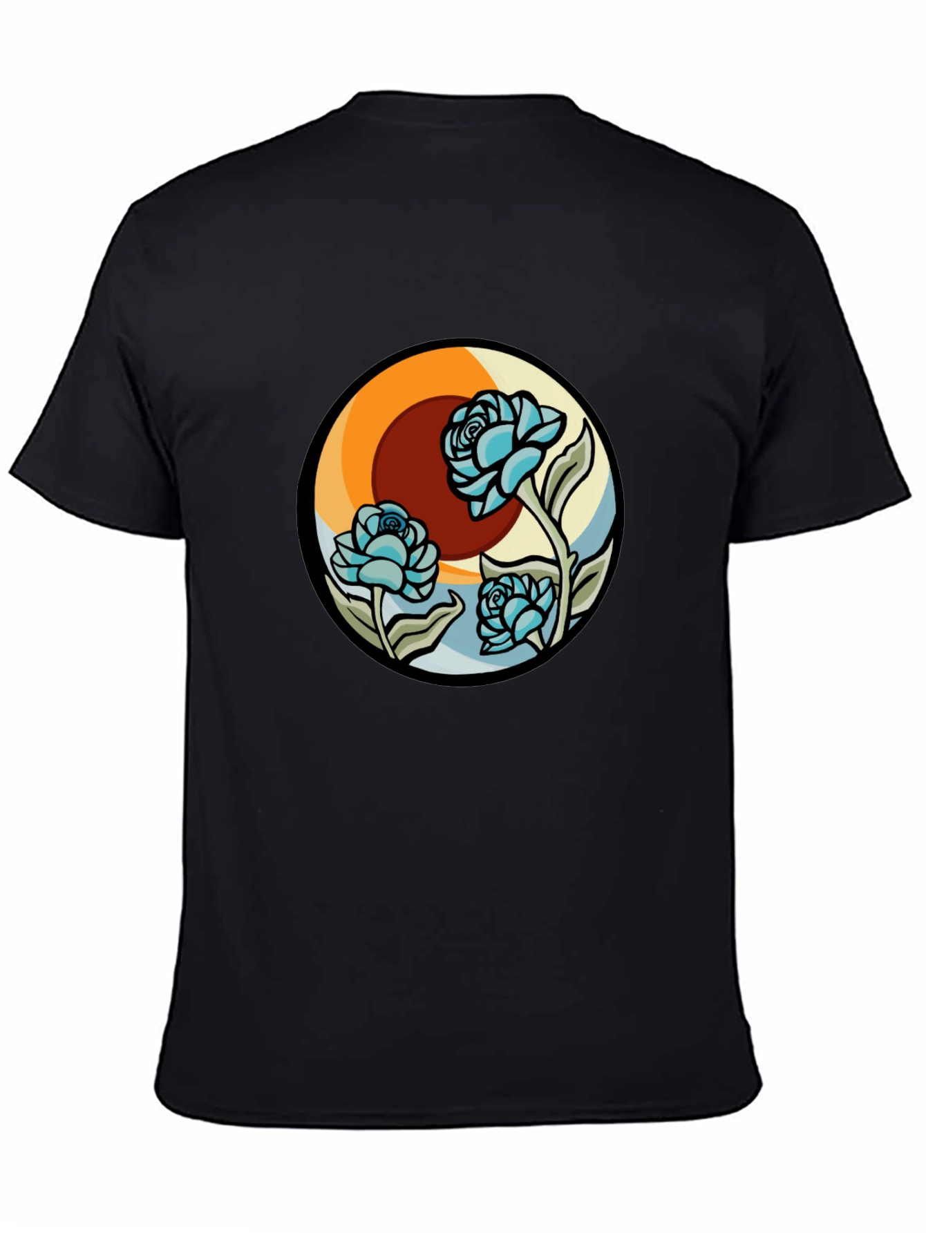 Floral Retro Graphic Black Tee