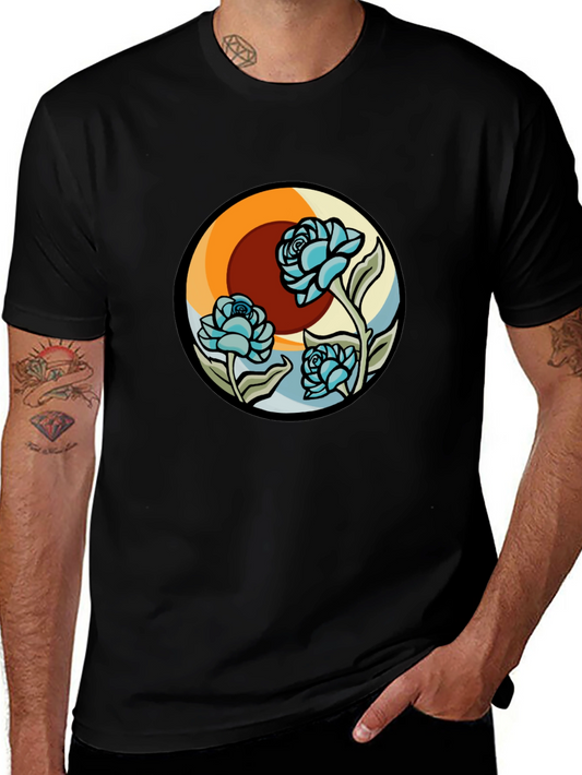 Floral Retro Graphic Black Tee