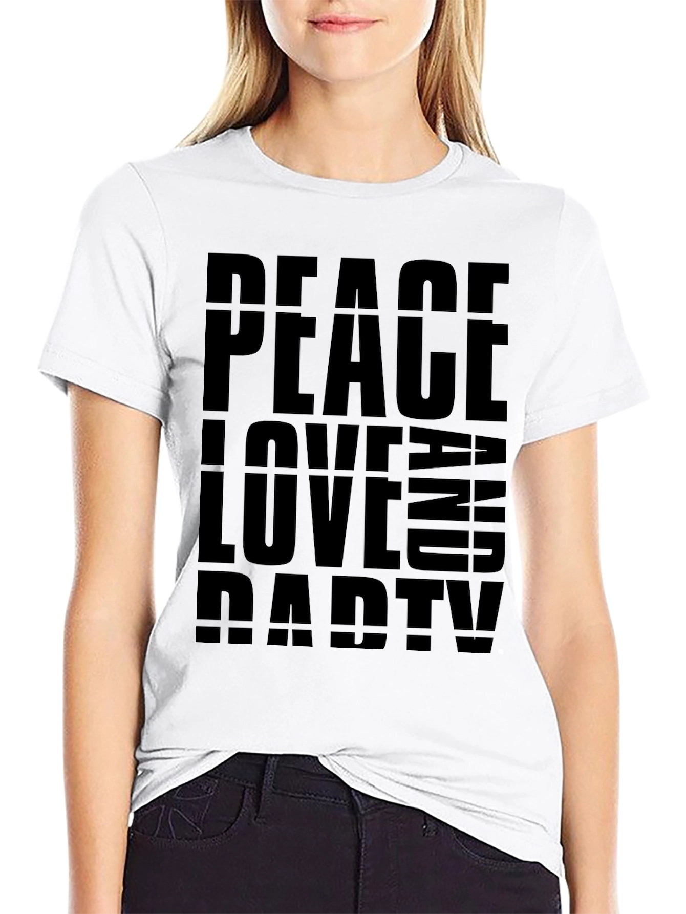 Peace Love Party Graphic Tee - Black T-Shirt