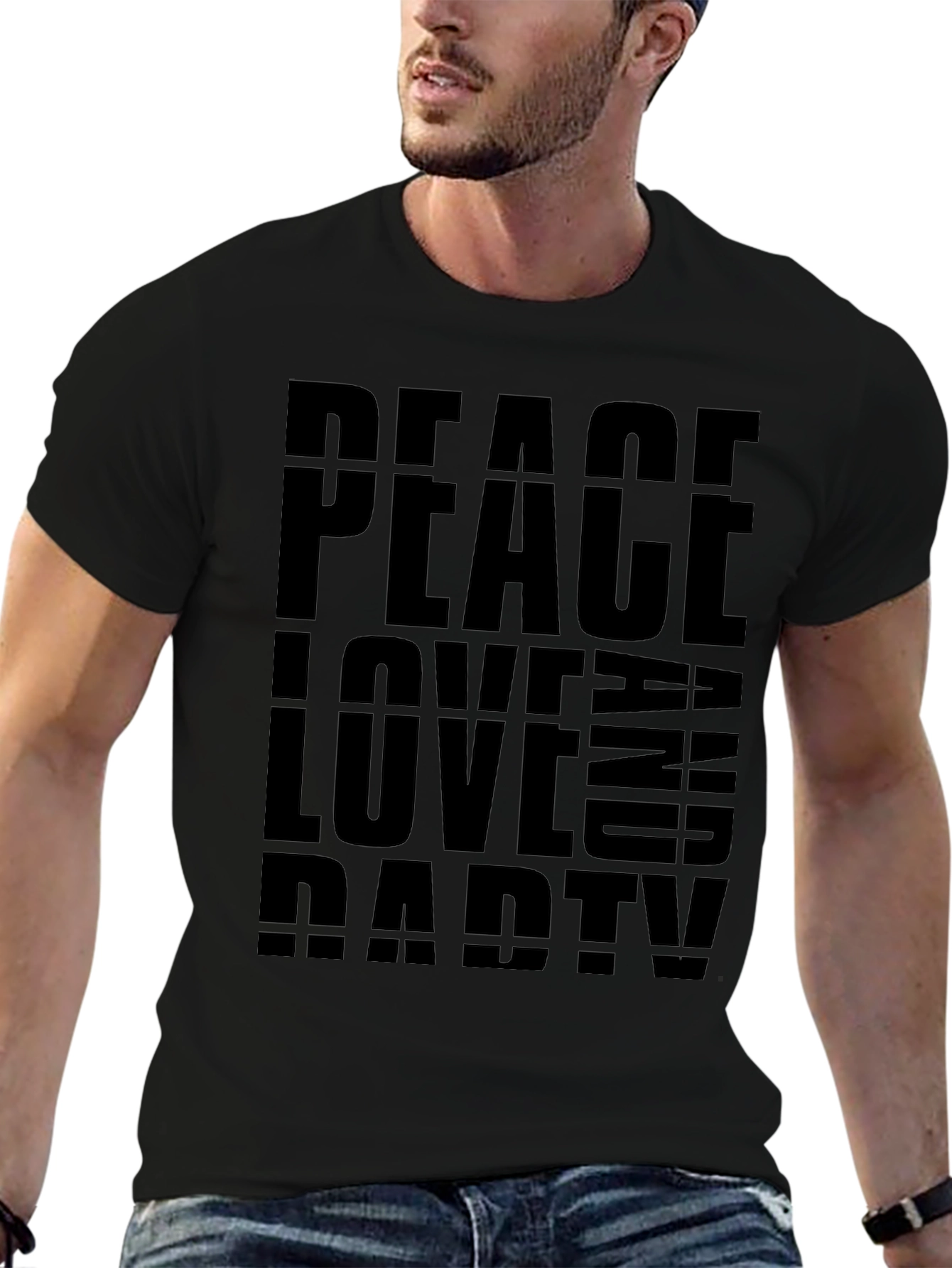 Peace Love Party Graphic Tee - Black T-Shirt