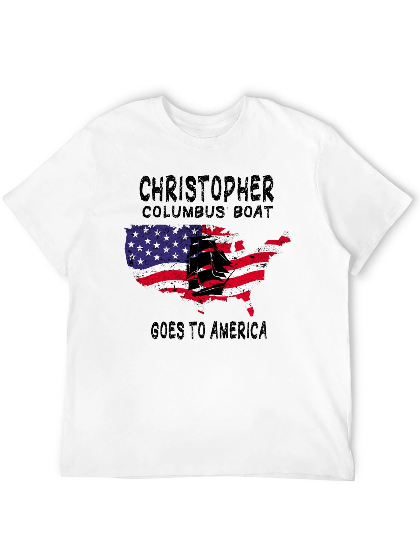 Christopher Columbus Boat USA Map T-Shirt