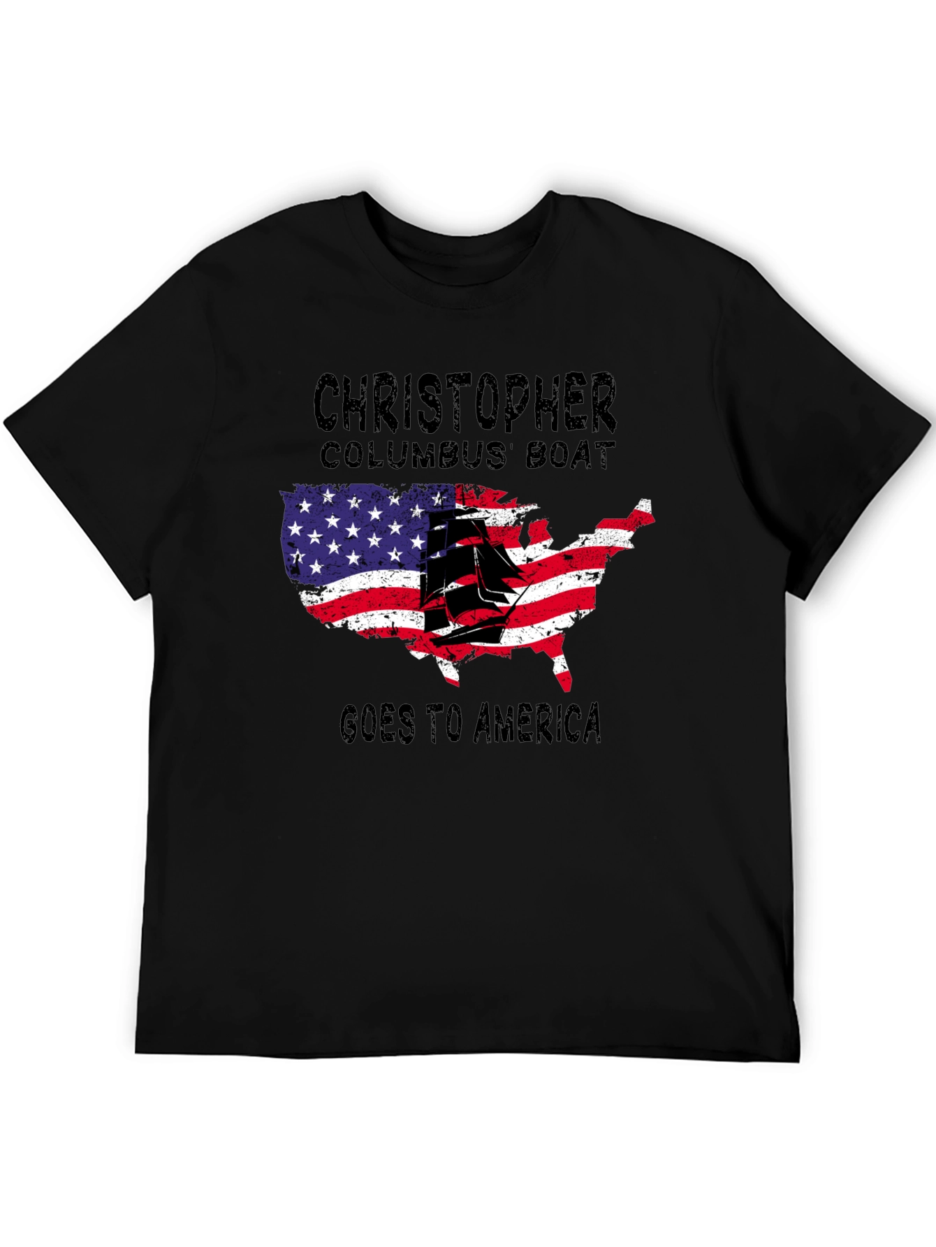 Christopher Columbus Boat USA Map T-Shirt