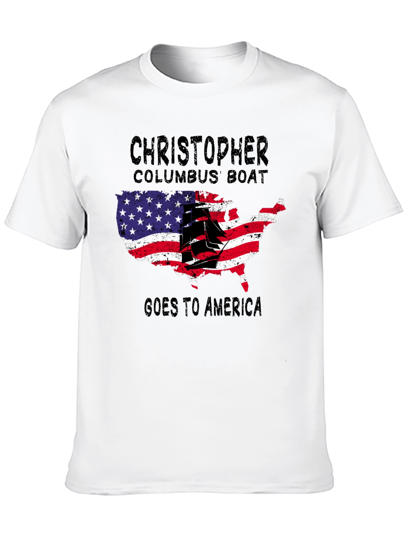 Christopher Columbus Boat USA Map T-Shirt