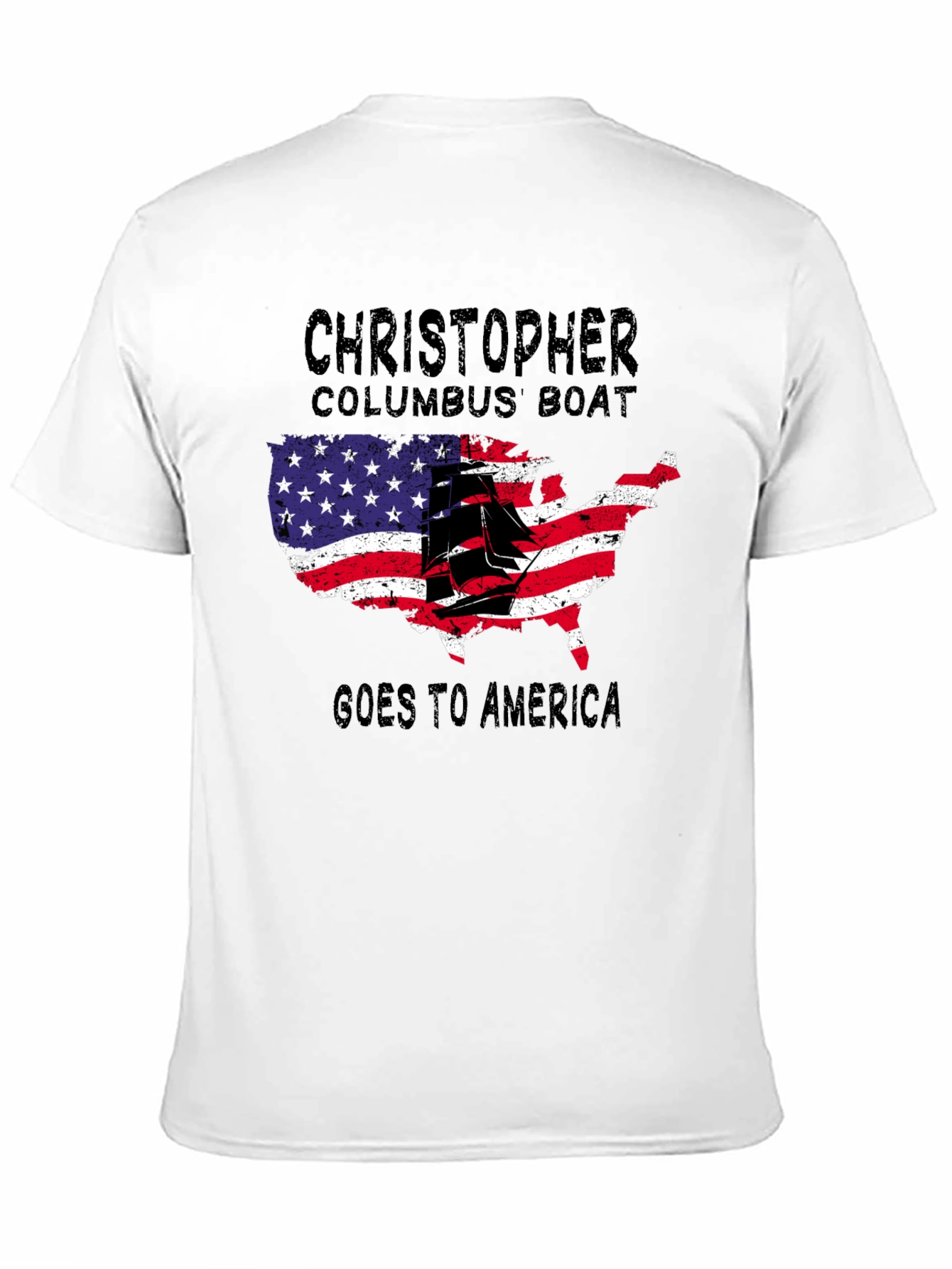 Christopher Columbus Boat USA Map T-Shirt