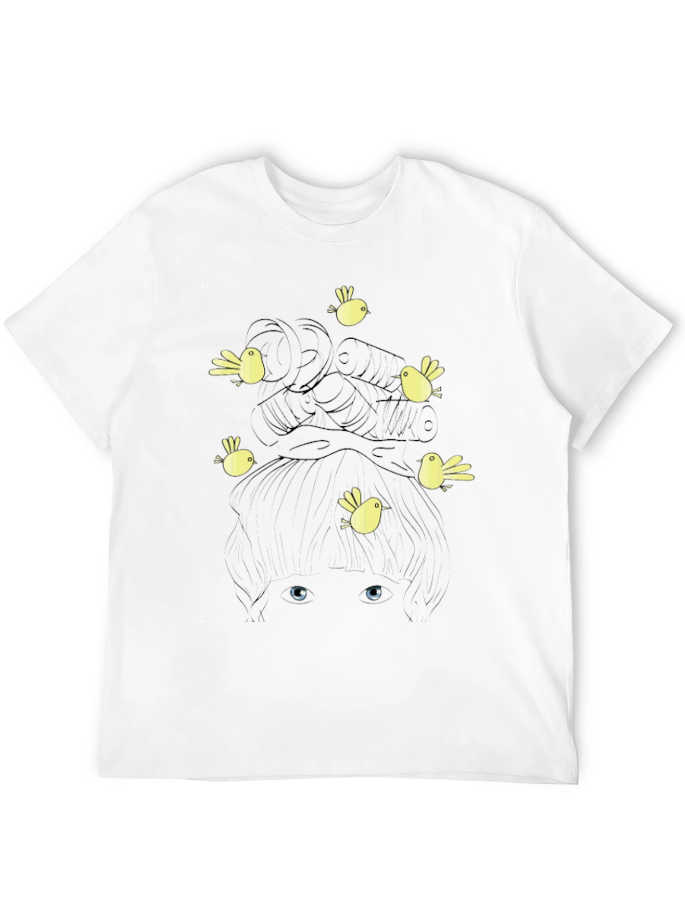 Birds Nest Hair Funny Graphic Black T-Shirt