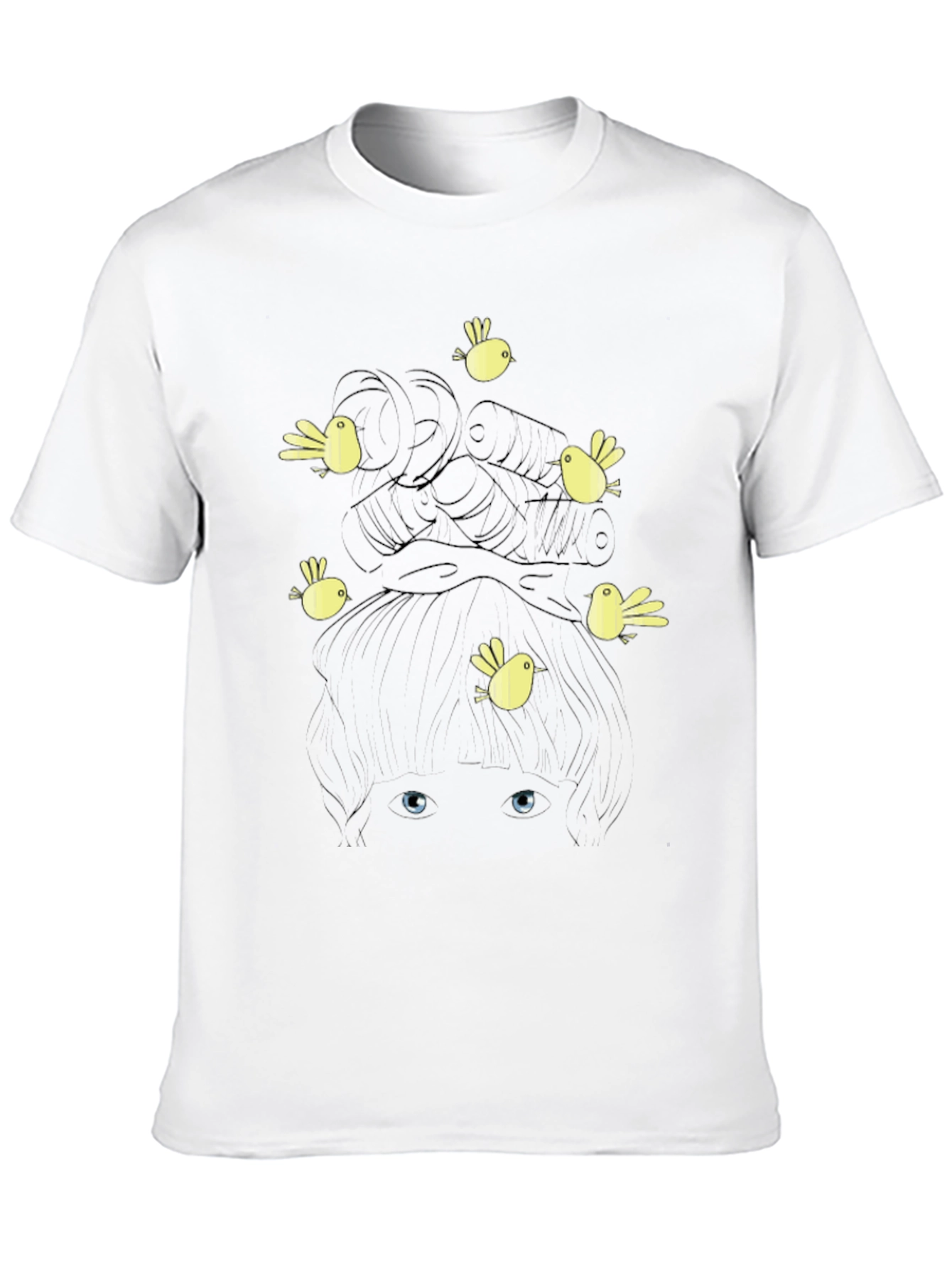 Birds Nest Hair Funny Graphic Black T-Shirt