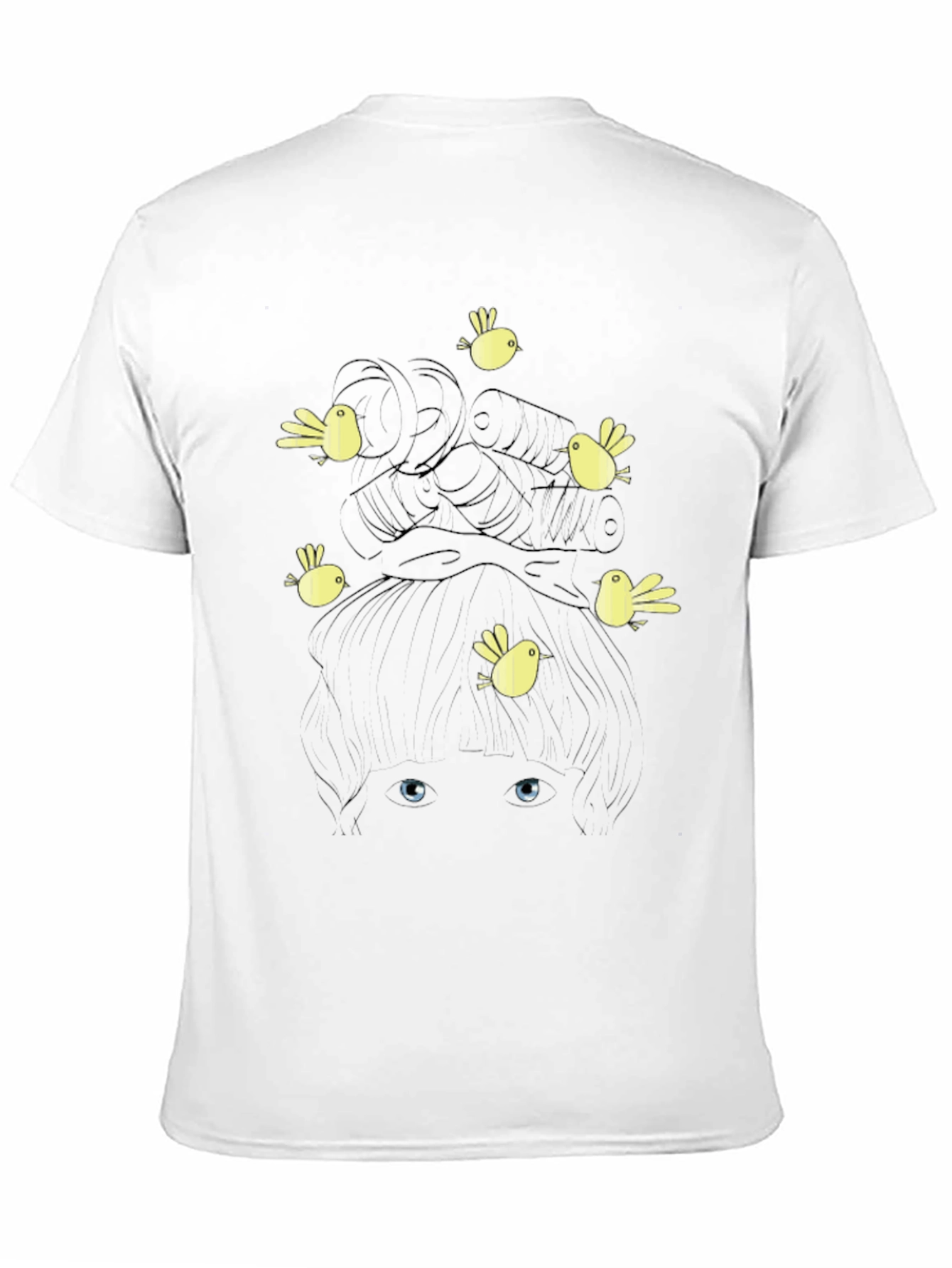 Birds Nest Hair Funny Graphic Black T-Shirt