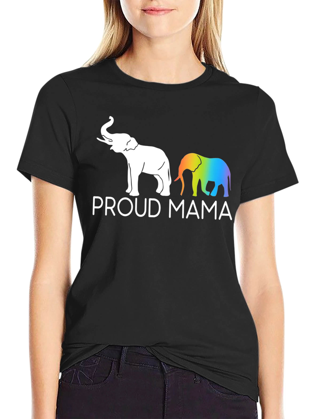 Proud Mama Elephant Graphic Tee - Black Unisex
