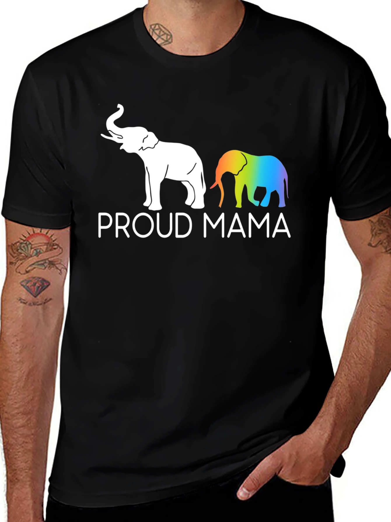 Proud Mama Elephant Graphic Tee - Black Unisex