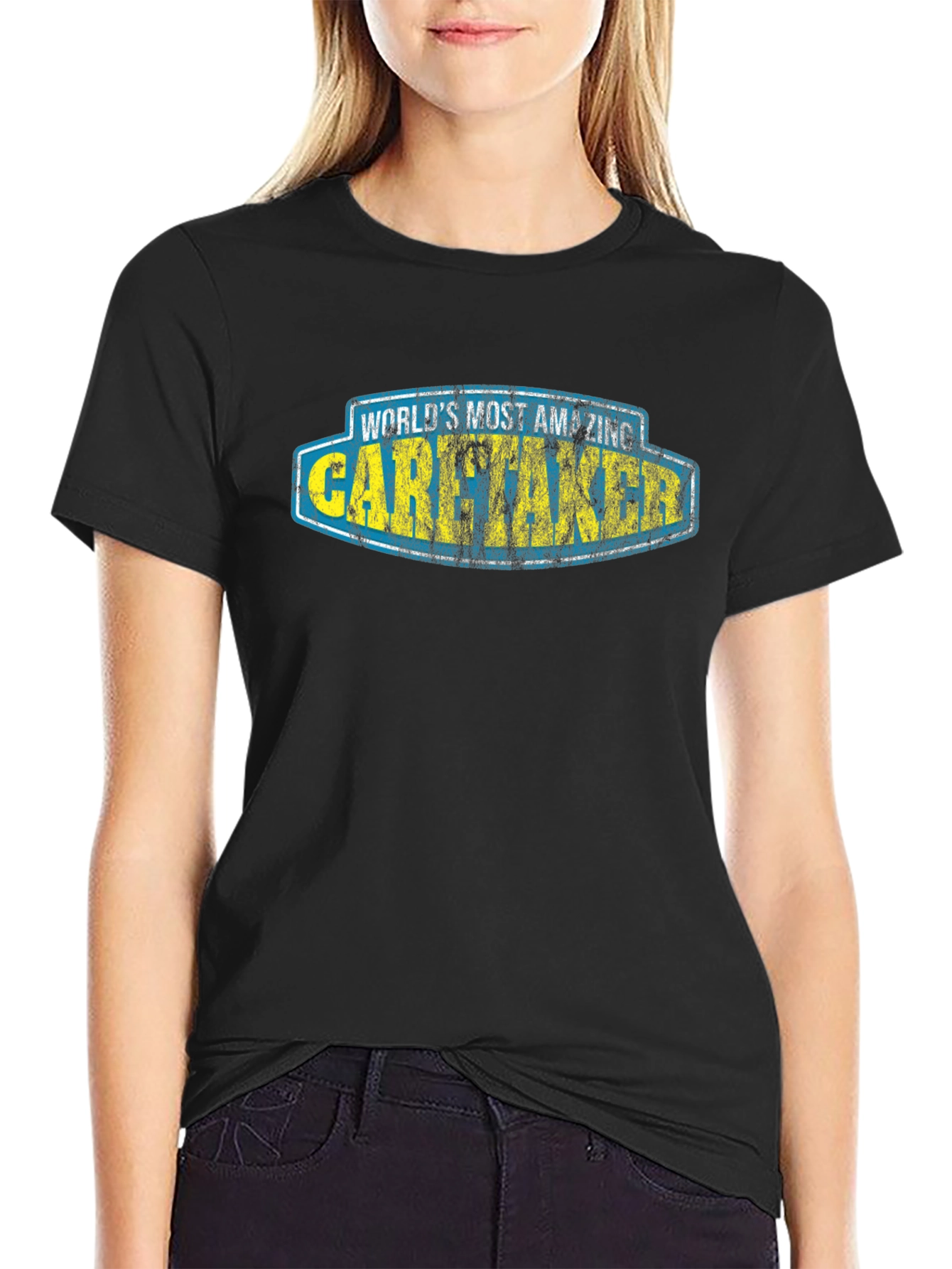 Worlds Most Amazing Caretaker Black T-Shirt
