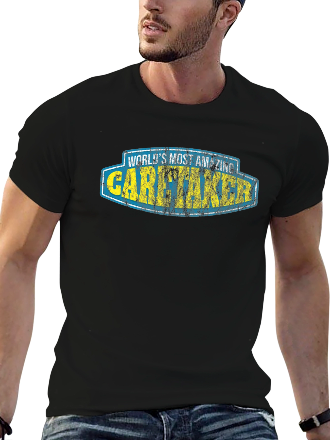Worlds Most Amazing Caretaker Black T-Shirt
