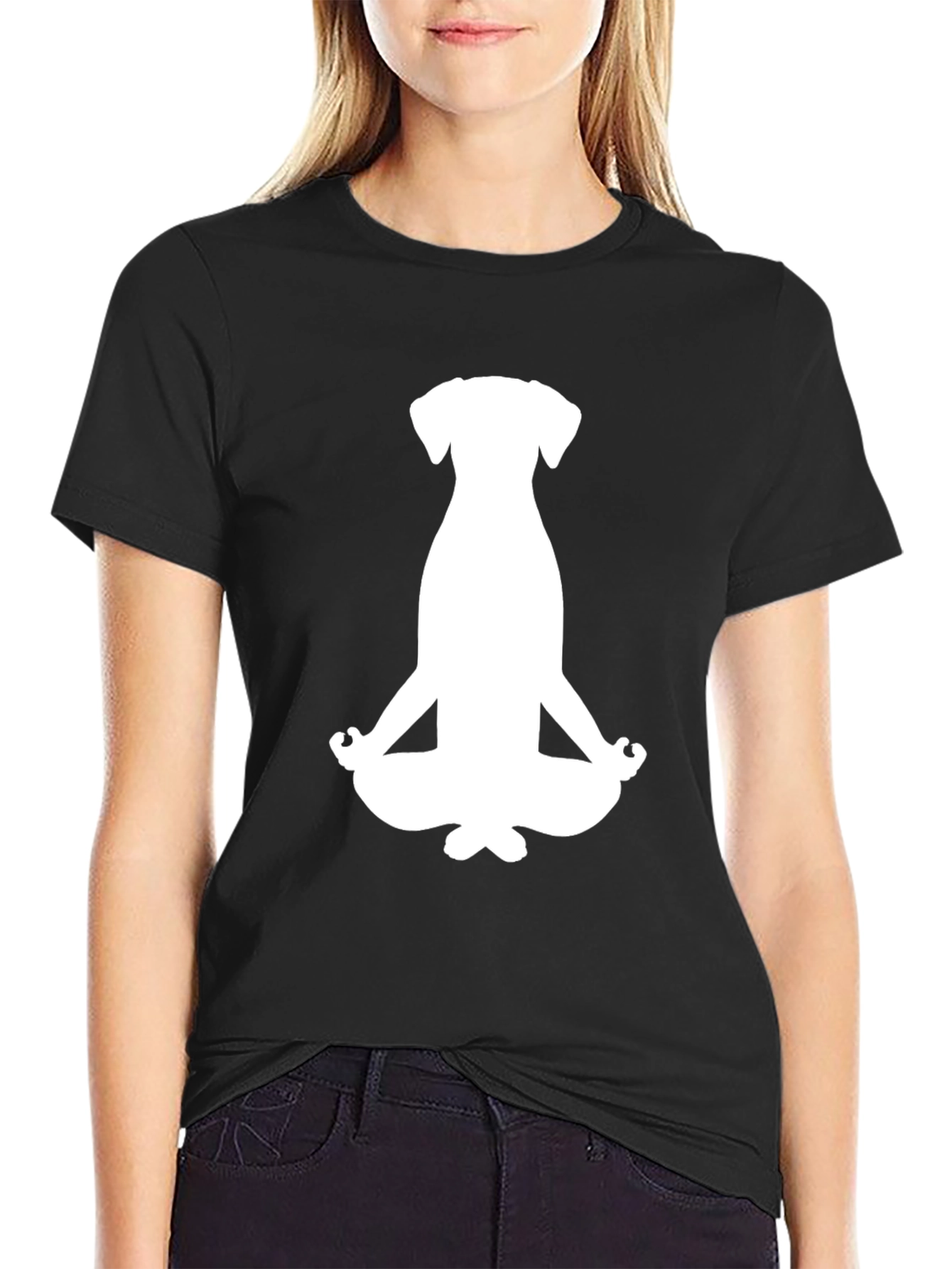 Meditating Dog Graphic Tee - Black