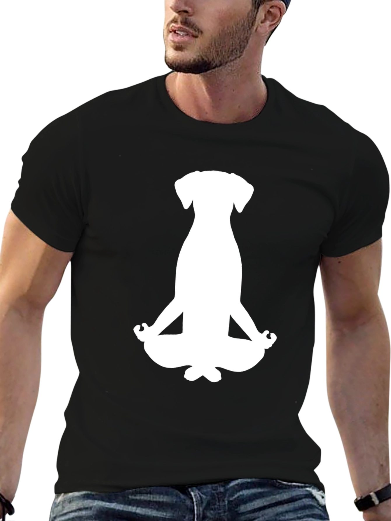 Meditating Dog Graphic Tee - Black