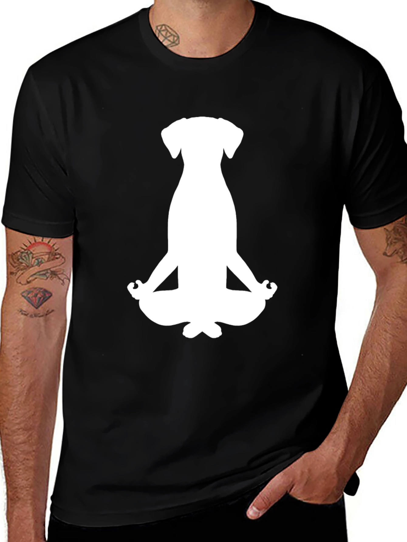 Meditating Dog Graphic Tee - Black