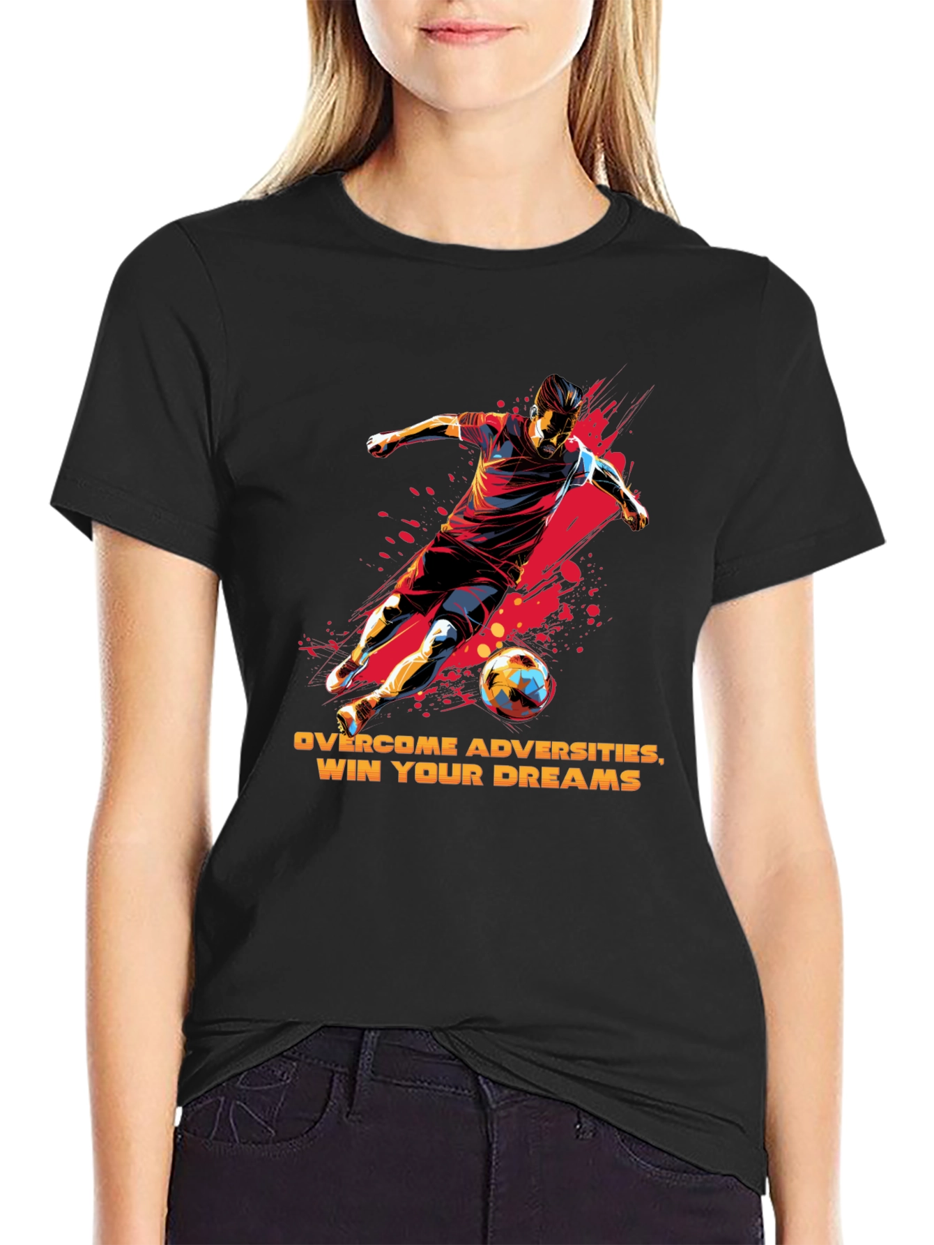 Soccer Player Graphic T-Shirt - Overcome Adversities