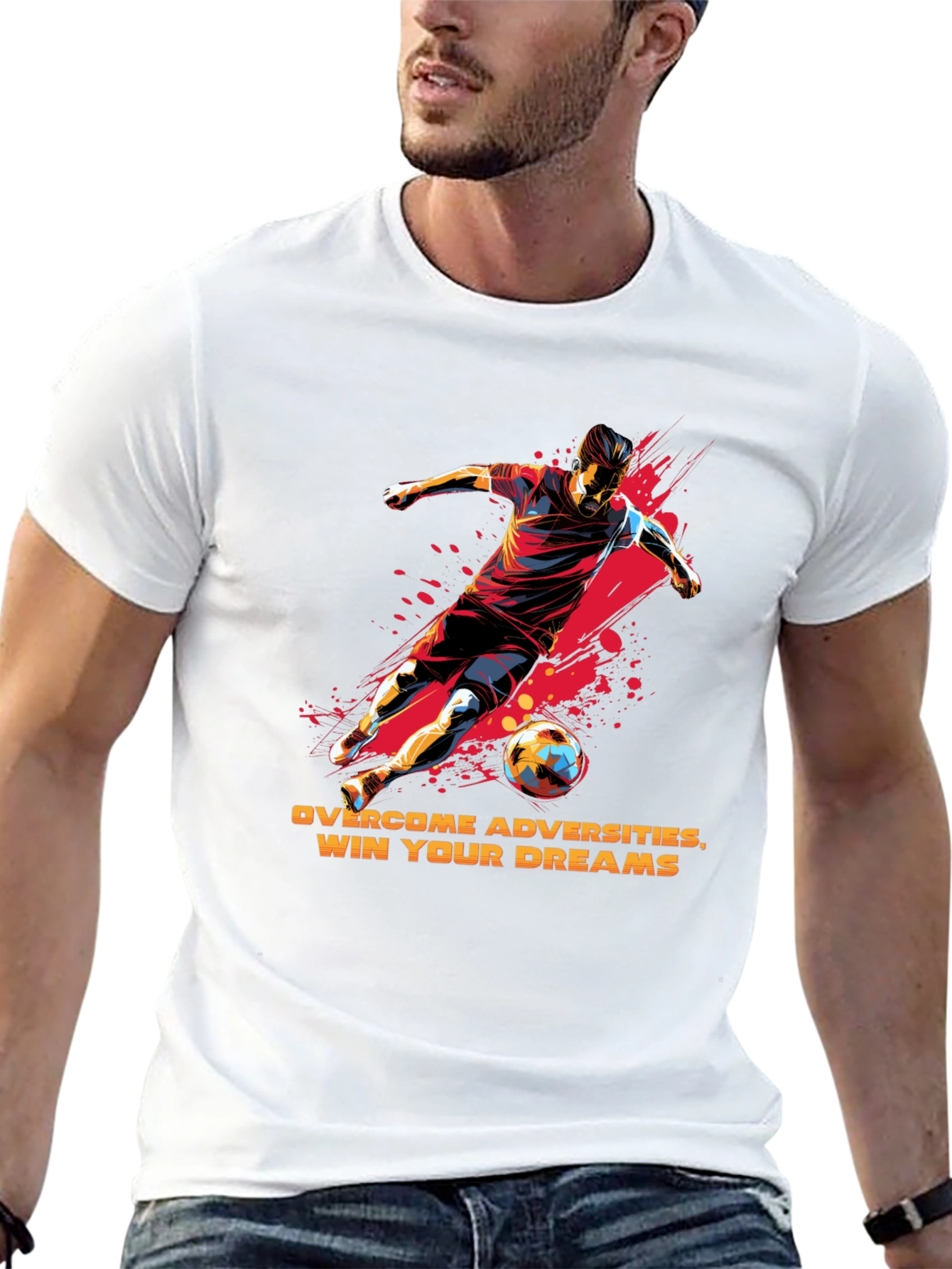 Soccer Player Graphic T-Shirt - Overcome Adversities