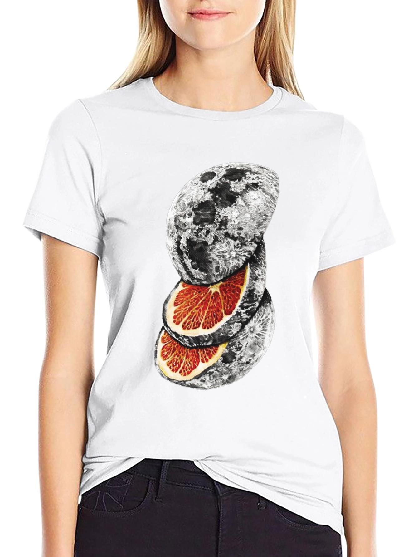 Moon Orange Graphic T-Shirt - Unique Design