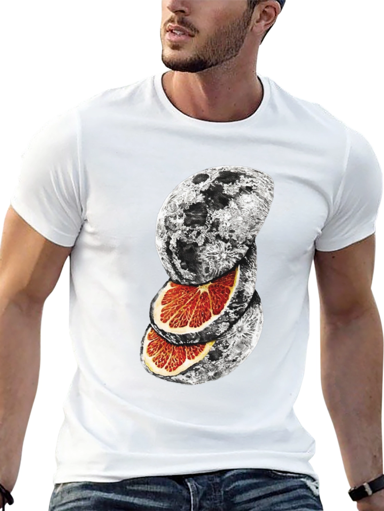 Moon Orange Graphic T-Shirt - Unique Design