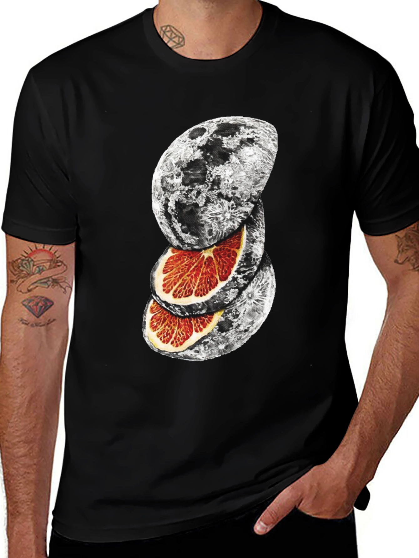 Moon Orange Graphic T-Shirt - Unique Design