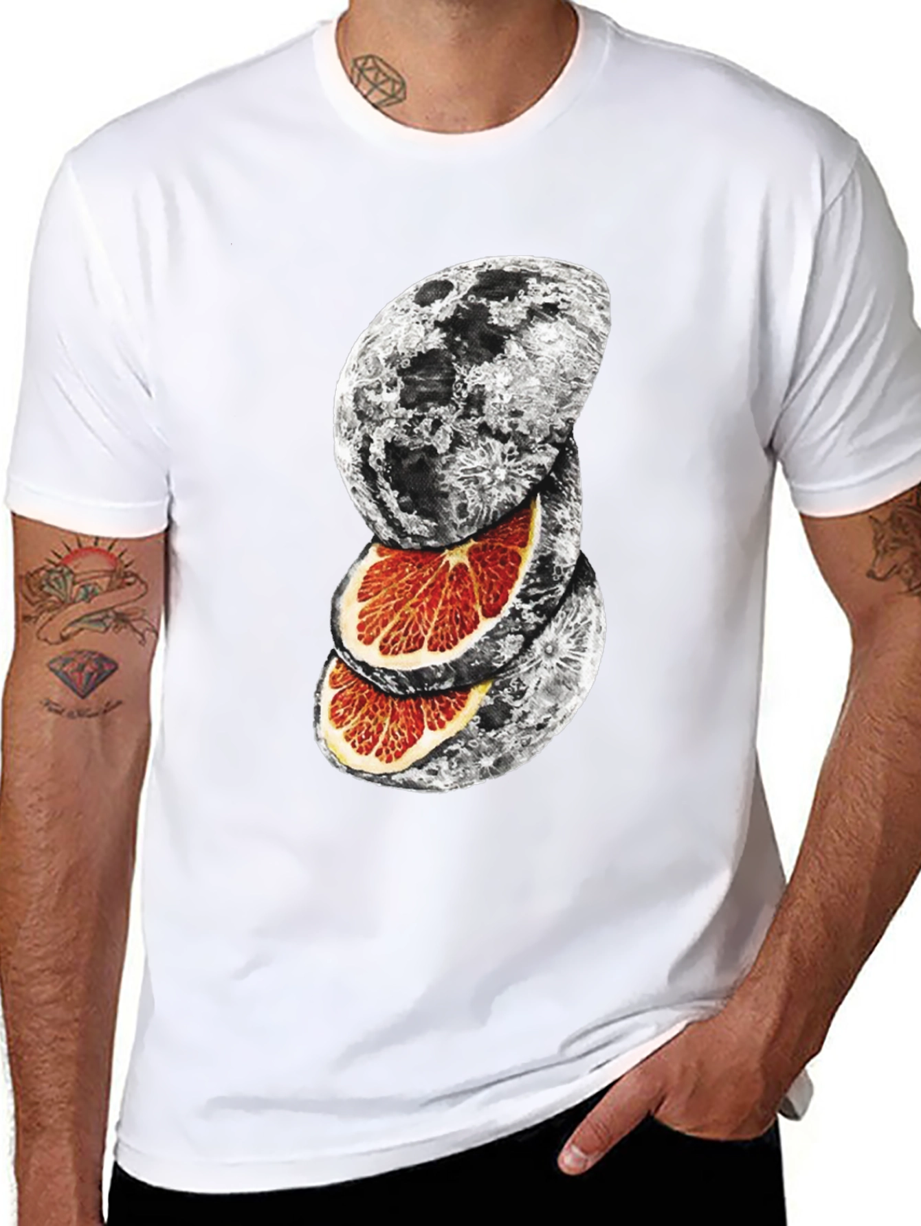 Moon Orange Graphic T-Shirt - Unique Design