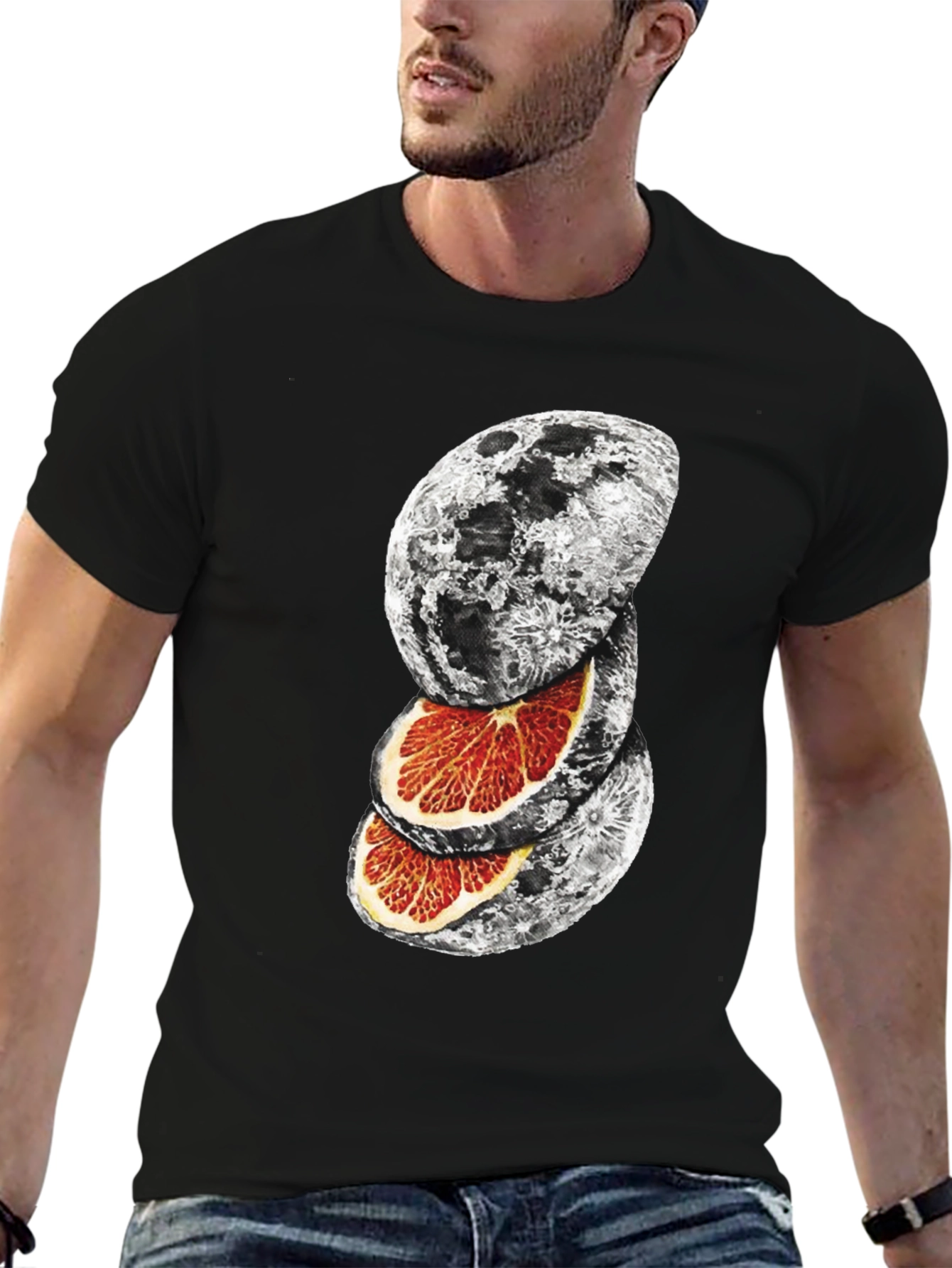 Moon Orange Graphic T-Shirt - Unique Design