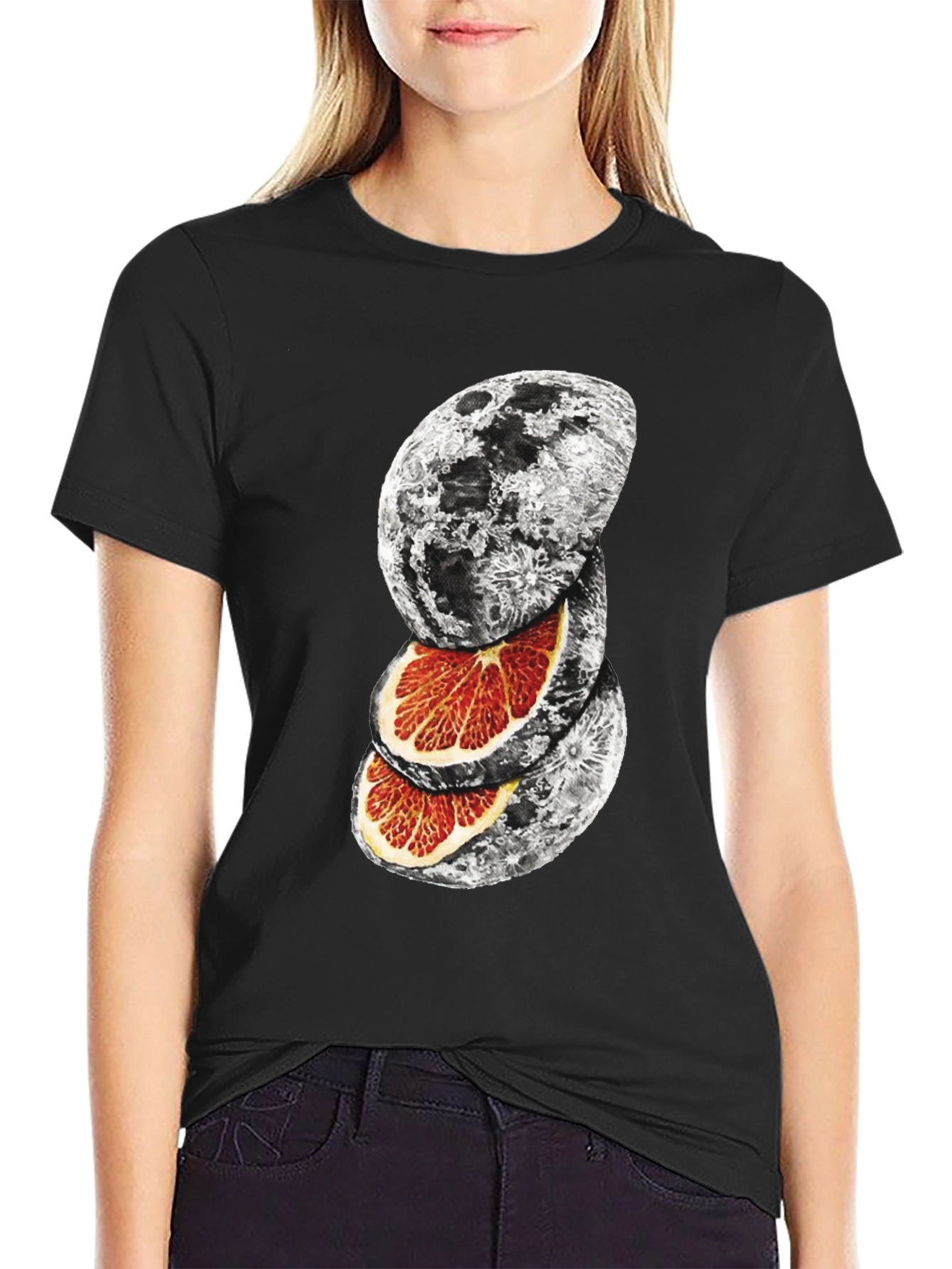 Moon Orange Graphic T-Shirt - Unique Design