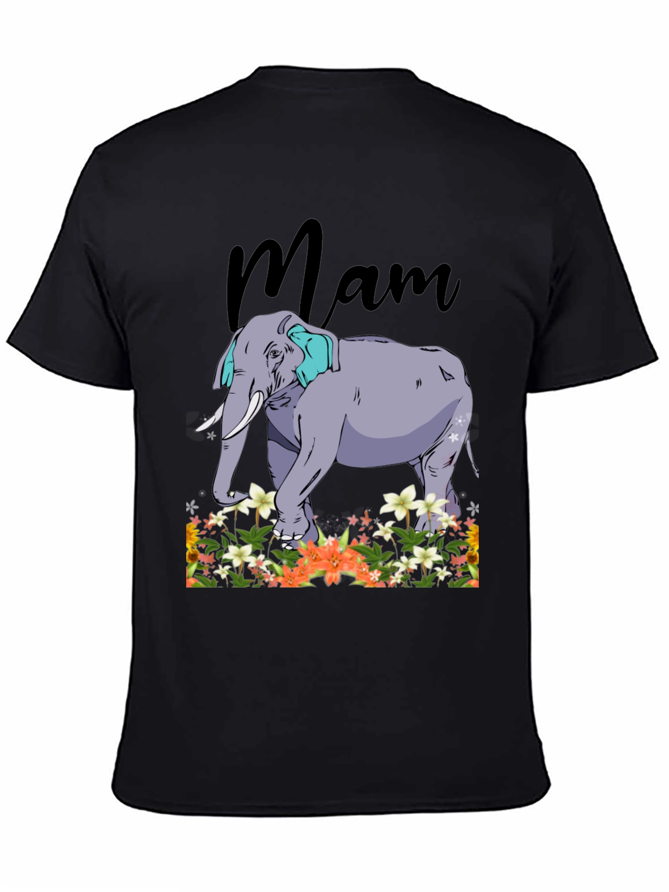 Mam Elephant Floral T-Shirt - Black