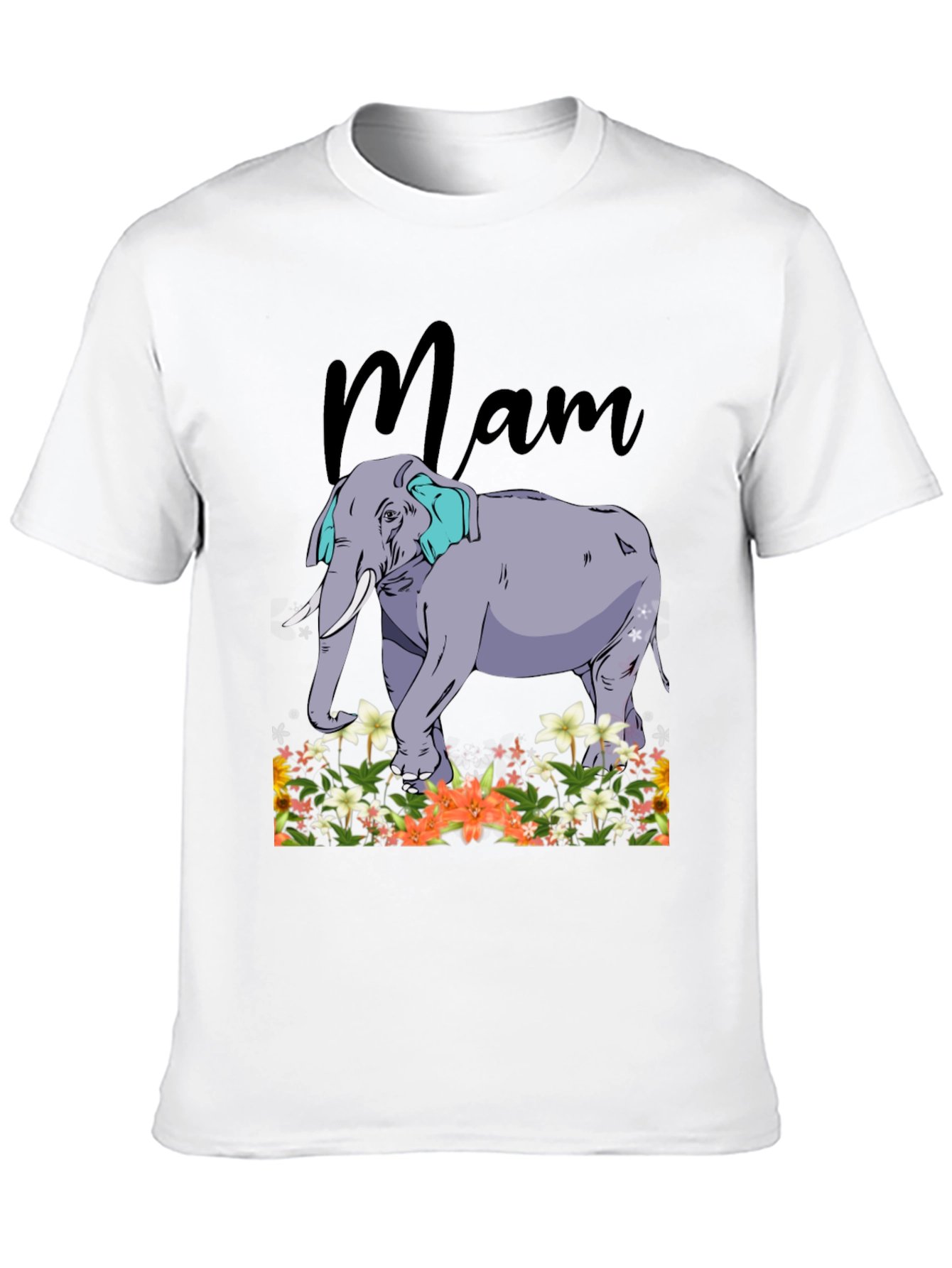 Mam Elephant Floral T-Shirt - Black