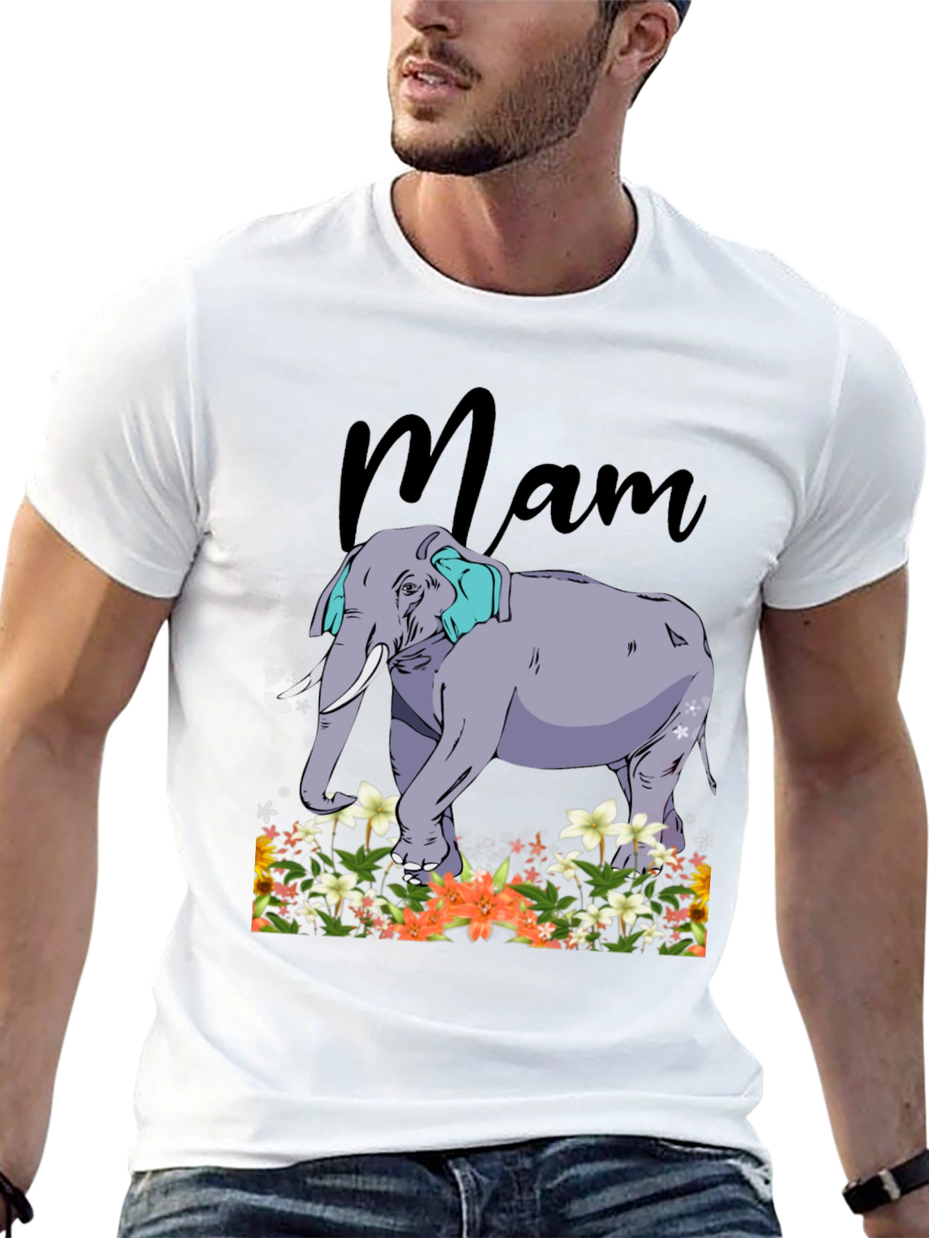 Mam Elephant Floral T-Shirt - Black