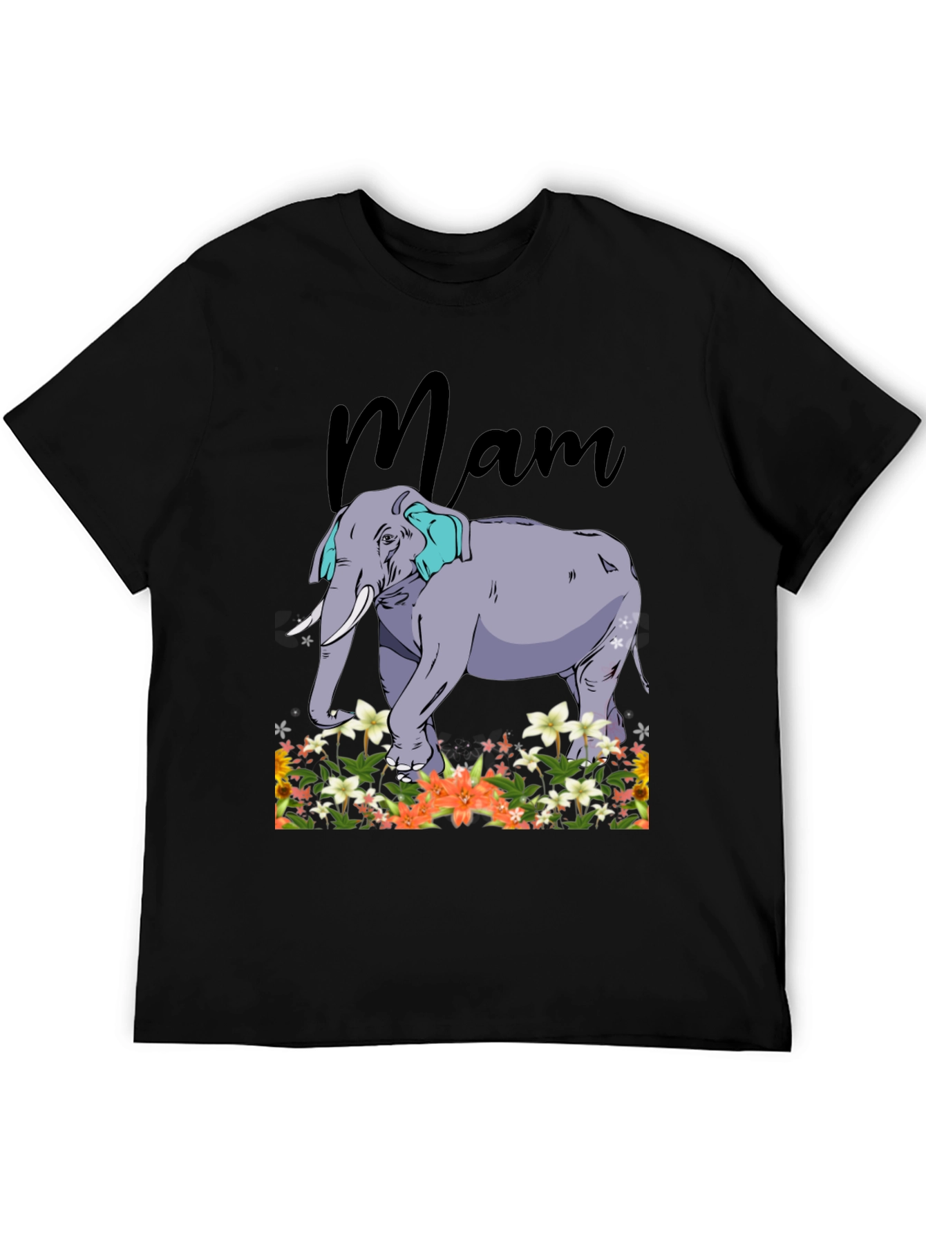 Mam Elephant Floral T-Shirt - Black