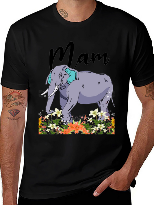 Mam Elephant Floral T-Shirt - Black