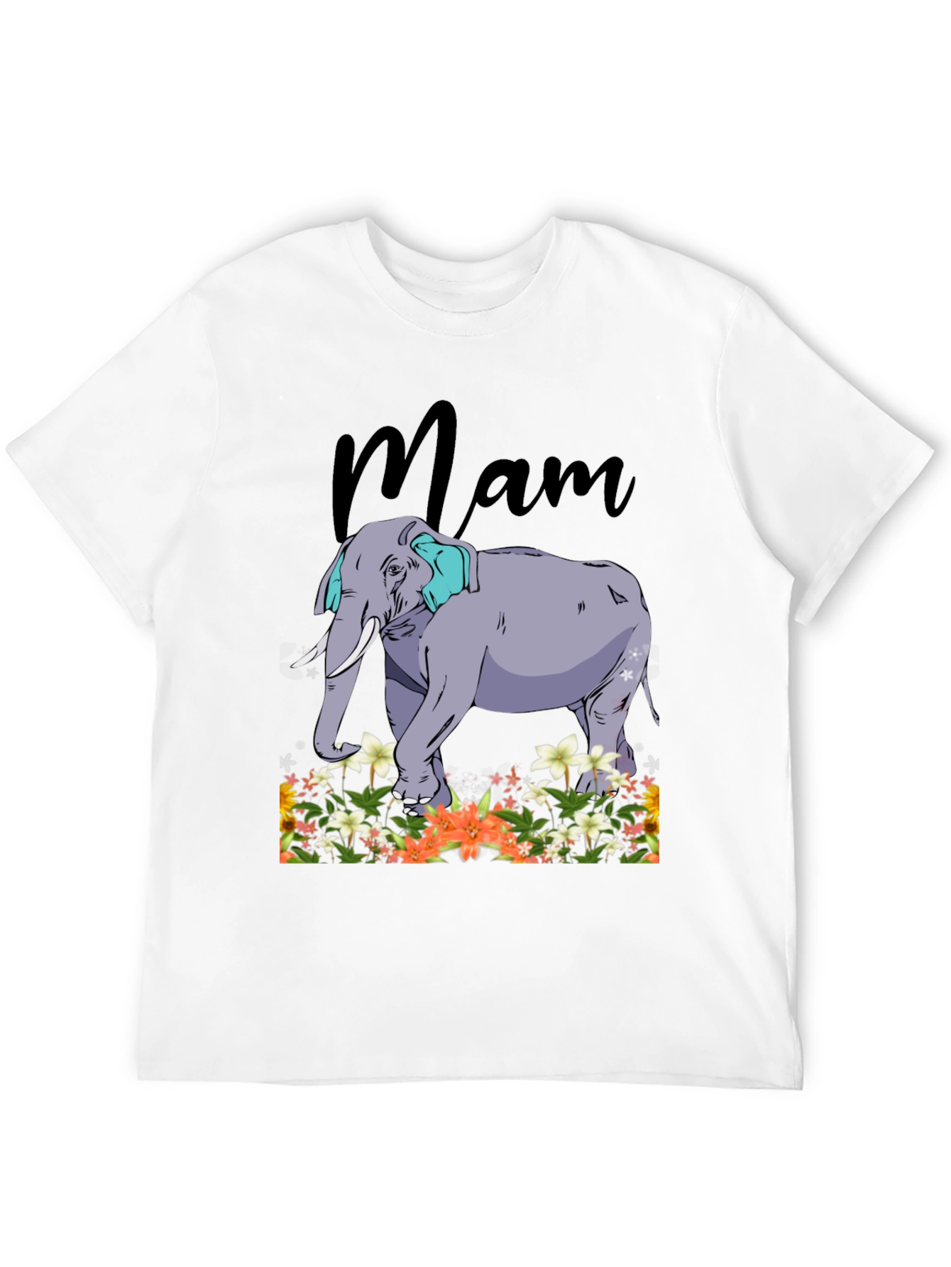 Mam Elephant Floral T-Shirt - Black