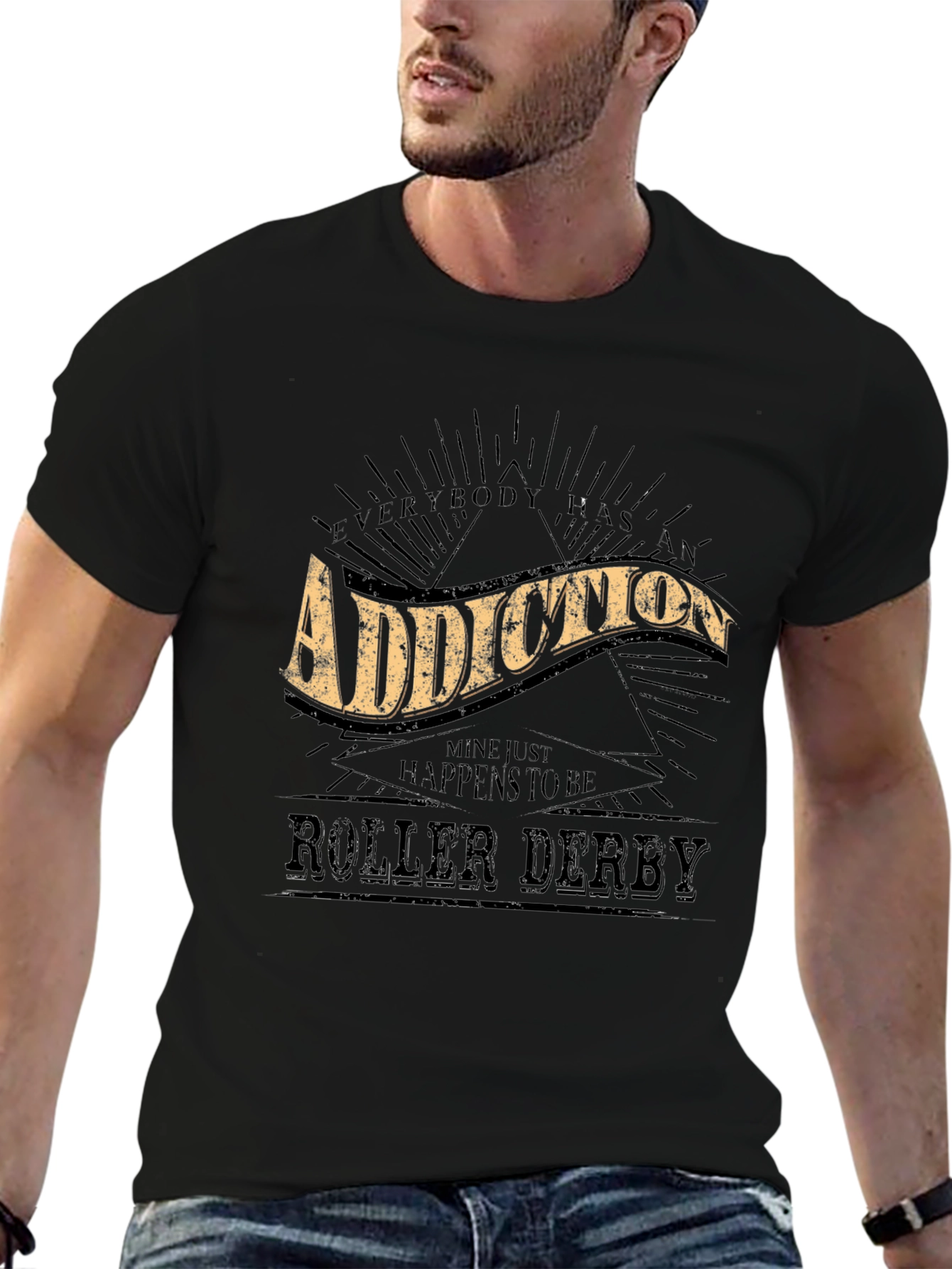 Addiction Roller Derby Graphic Tee - Black Cotton Blend