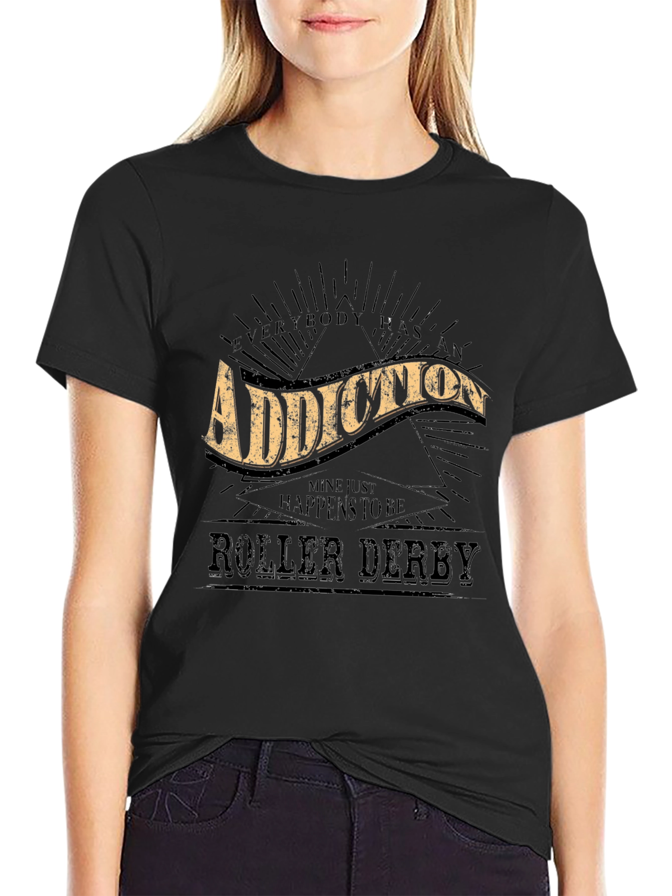 Addiction Roller Derby Graphic Tee - Black Cotton Blend