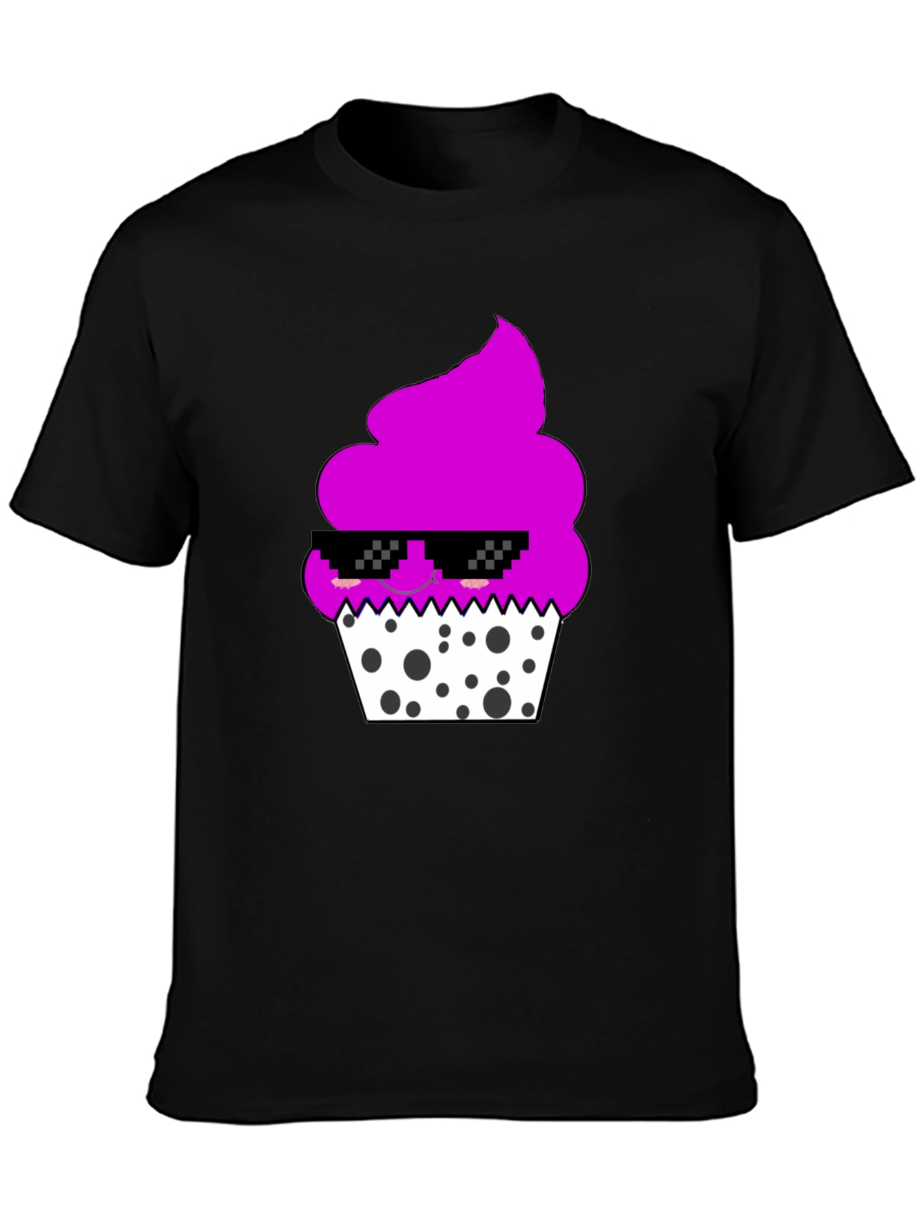 Cool Cupcake Graphic Tee - Black Cotton Blend