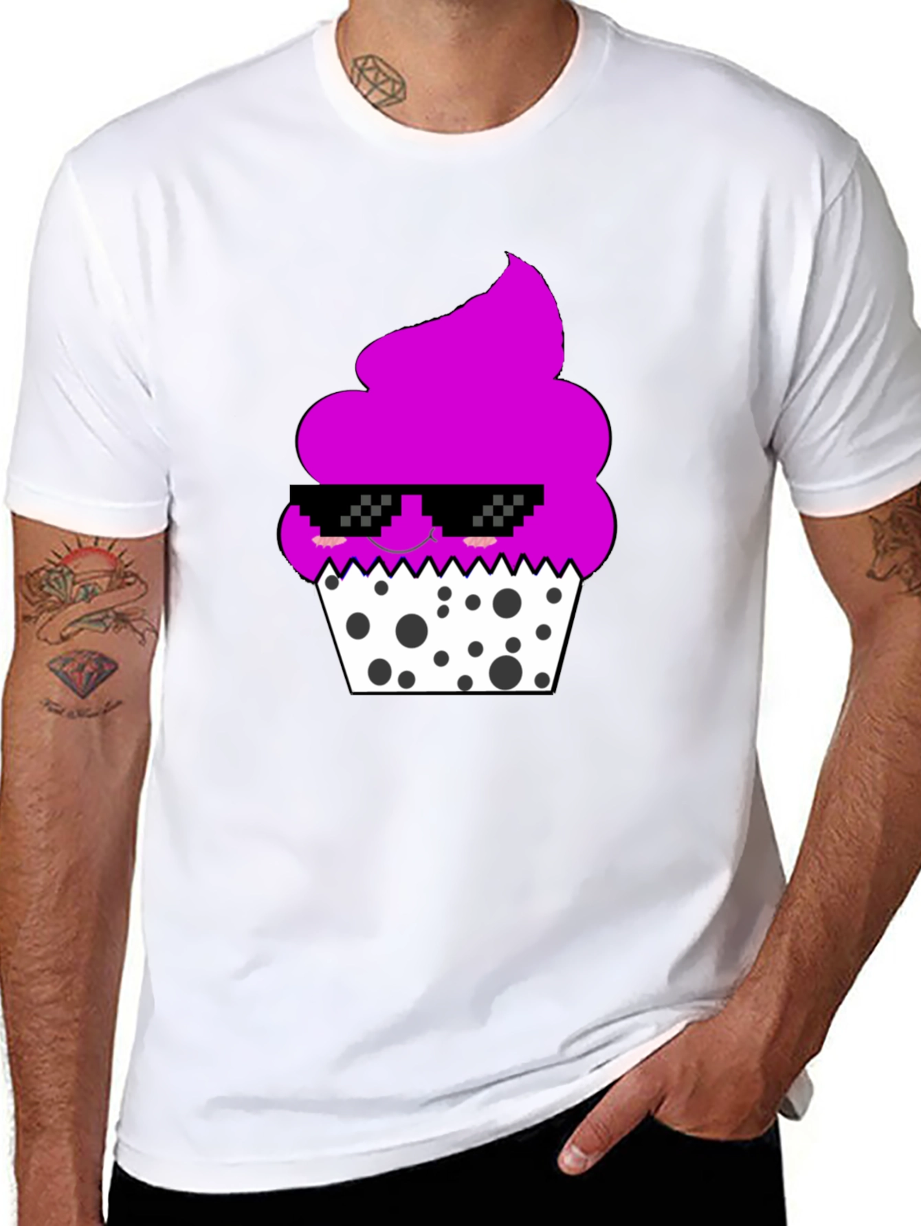 Cool Cupcake Graphic Tee - Black Cotton Blend