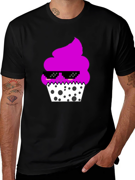 Cool Cupcake Graphic Tee - Black Cotton Blend