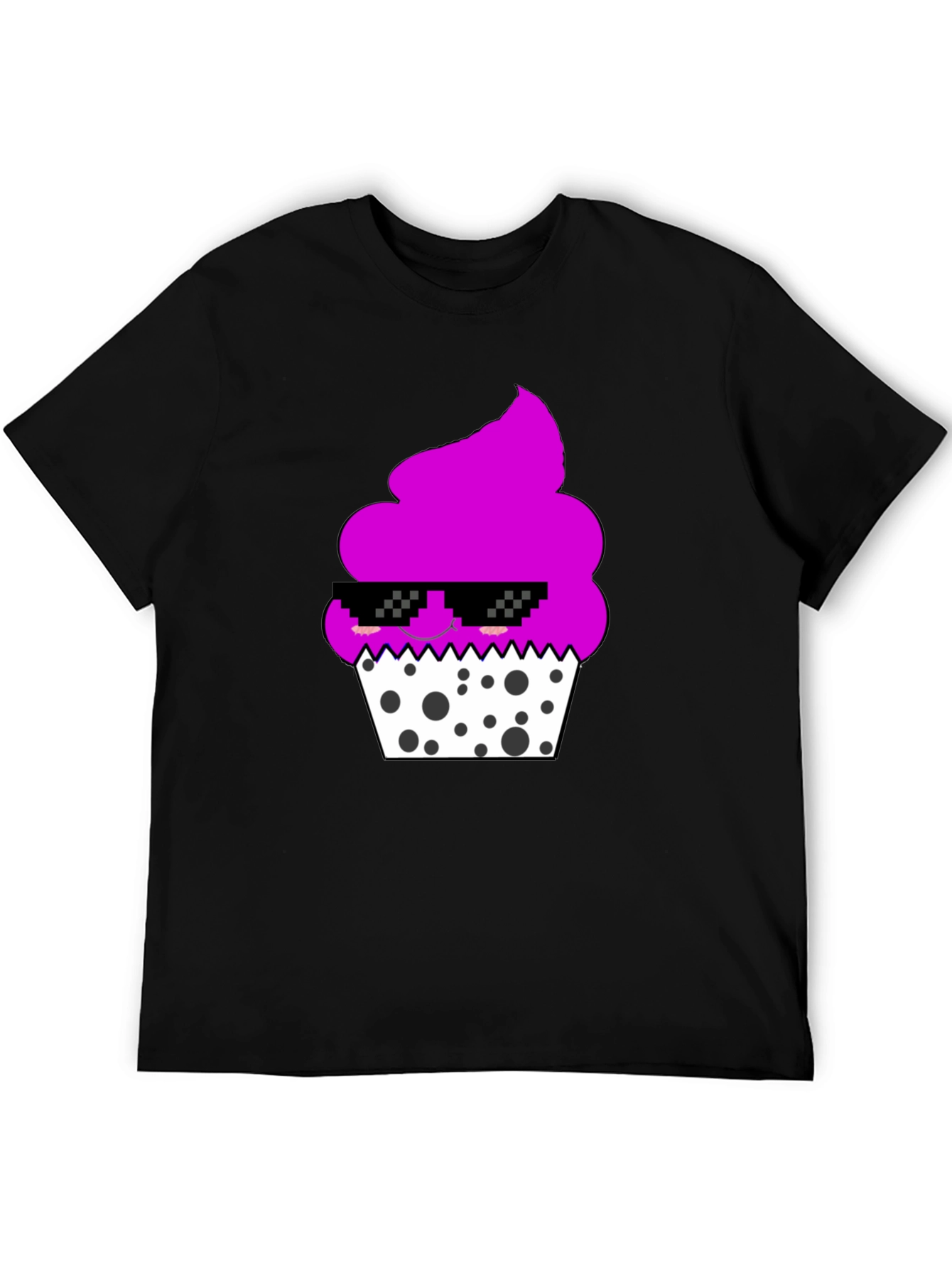 Cool Cupcake Graphic Tee - Black Cotton Blend