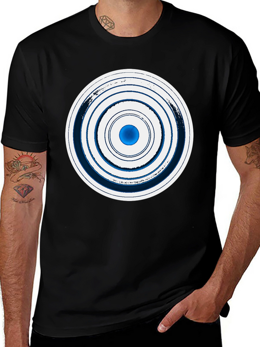 Geometric Circle Graphic Tee - Stylish Mens Black T-Shirt