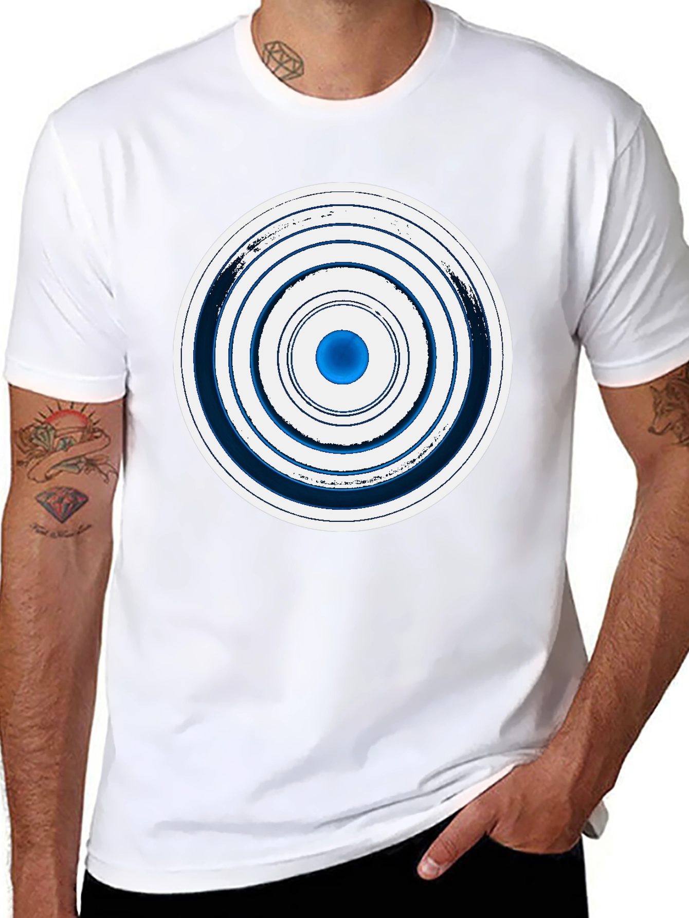 Geometric Circle Graphic Tee - Stylish Mens Black T-Shirt