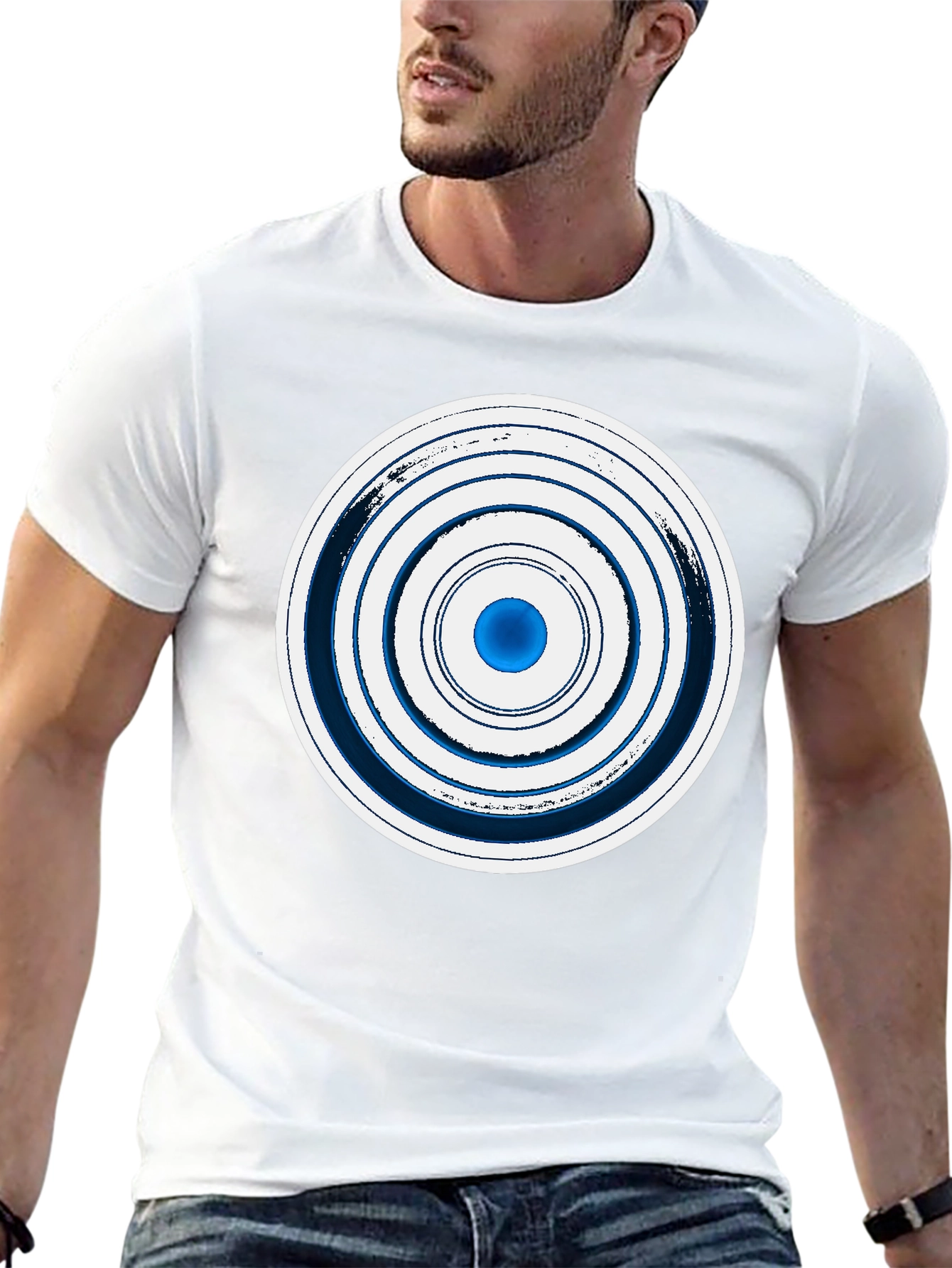 Geometric Circle Graphic Tee - Stylish Mens Black T-Shirt