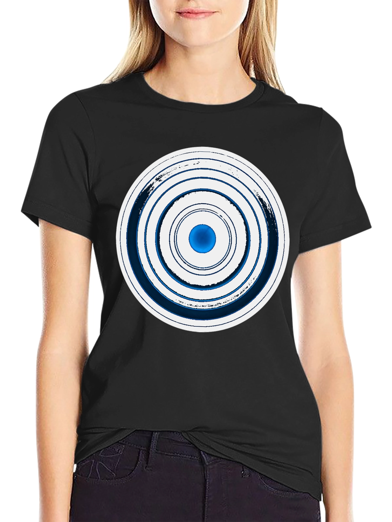 Geometric Circle Graphic Tee - Stylish Mens Black T-Shirt