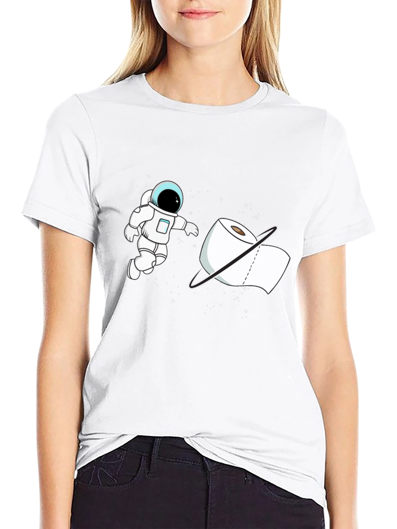 Astronaut Toilet Paper Humor Graphic Tee