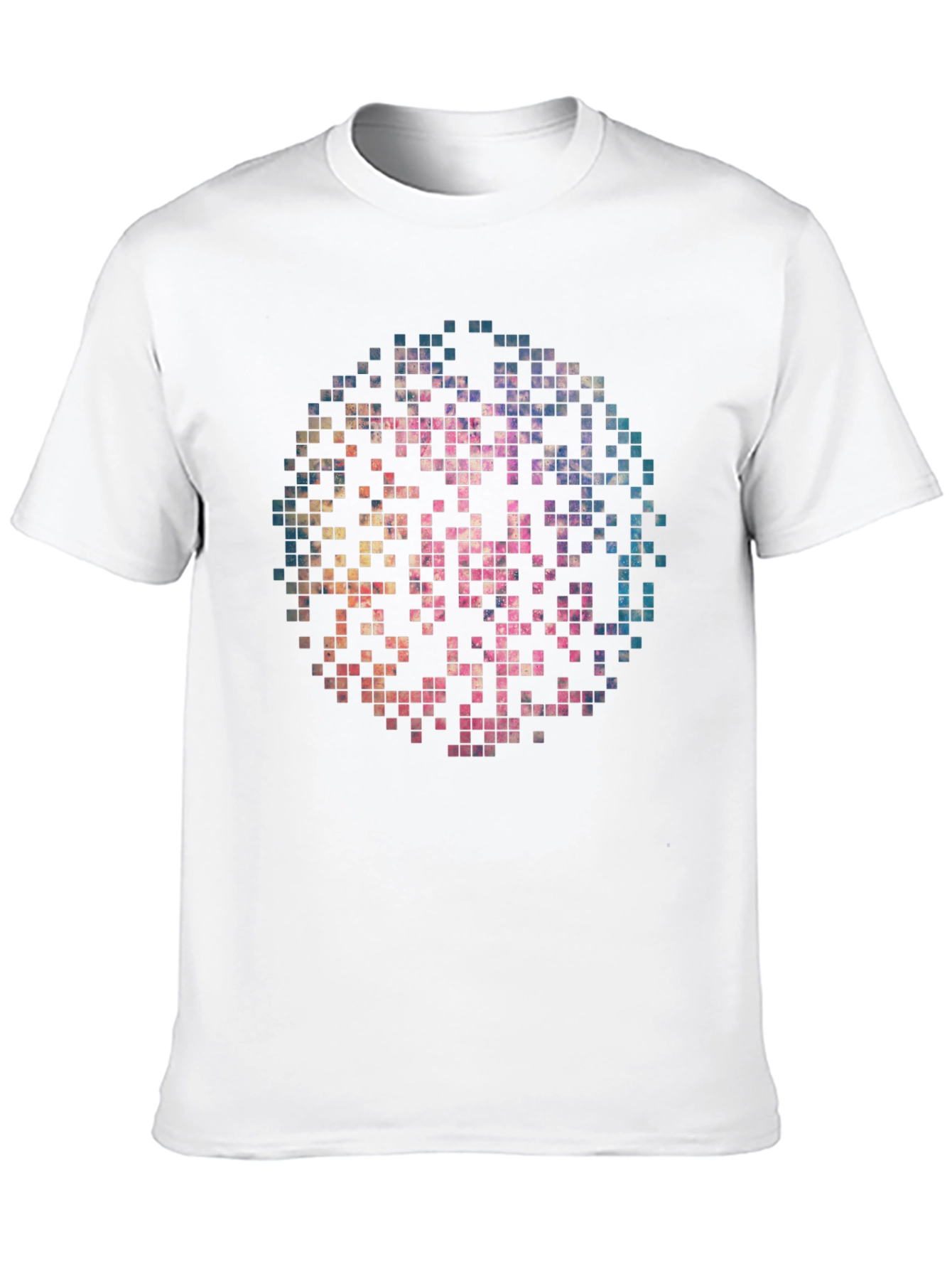 Pixelated Circle Graphic Print Black T-Shirt