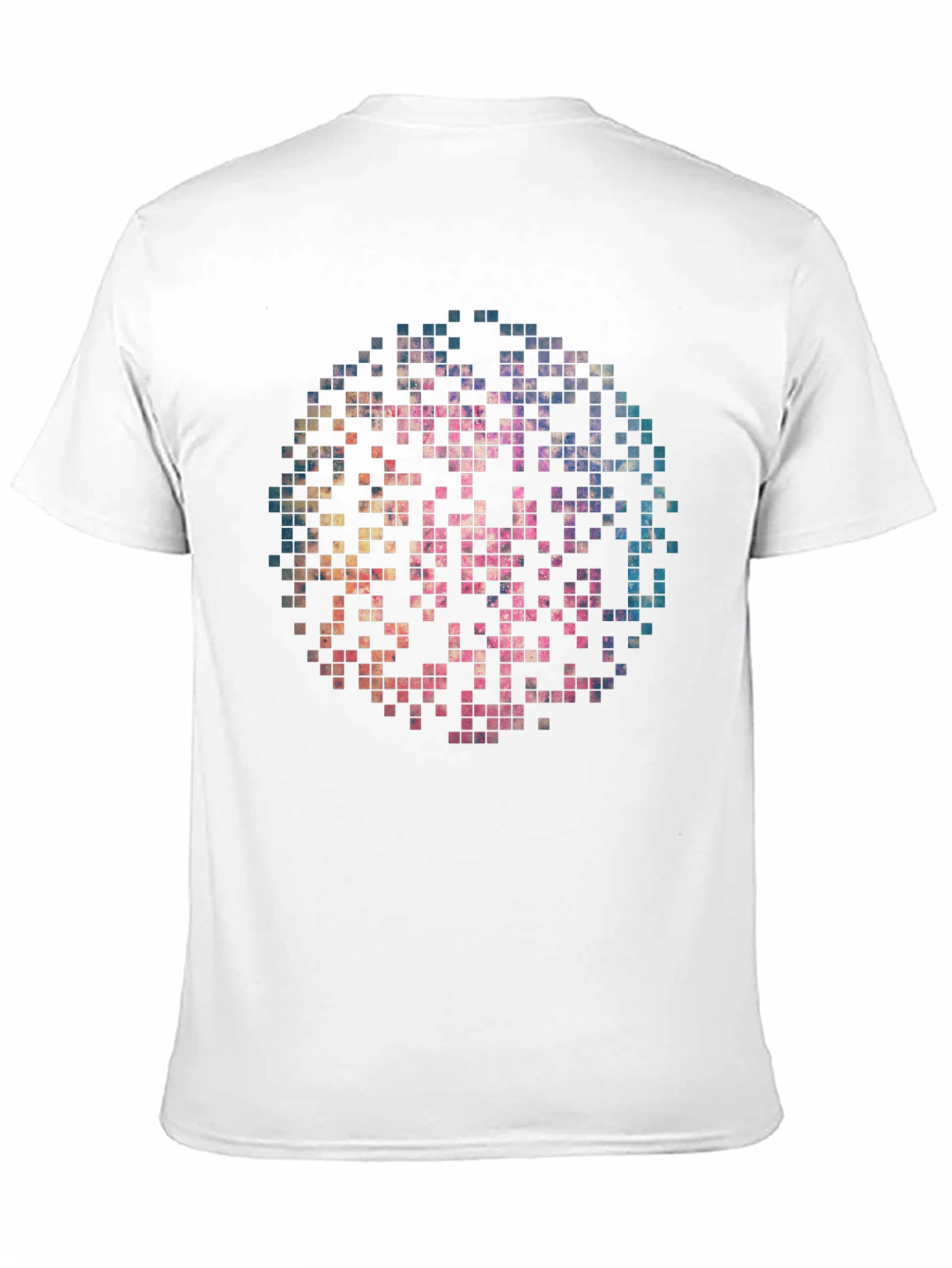 Pixelated Circle Graphic Print Black T-Shirt