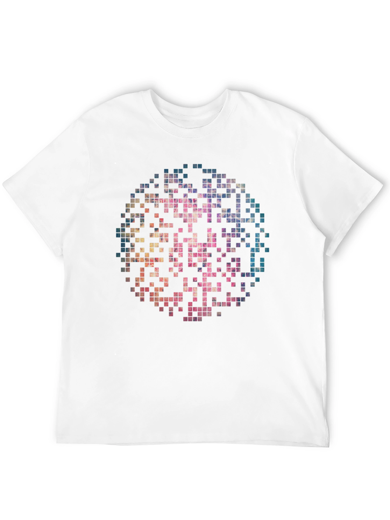 Pixelated Circle Graphic Print Black T-Shirt