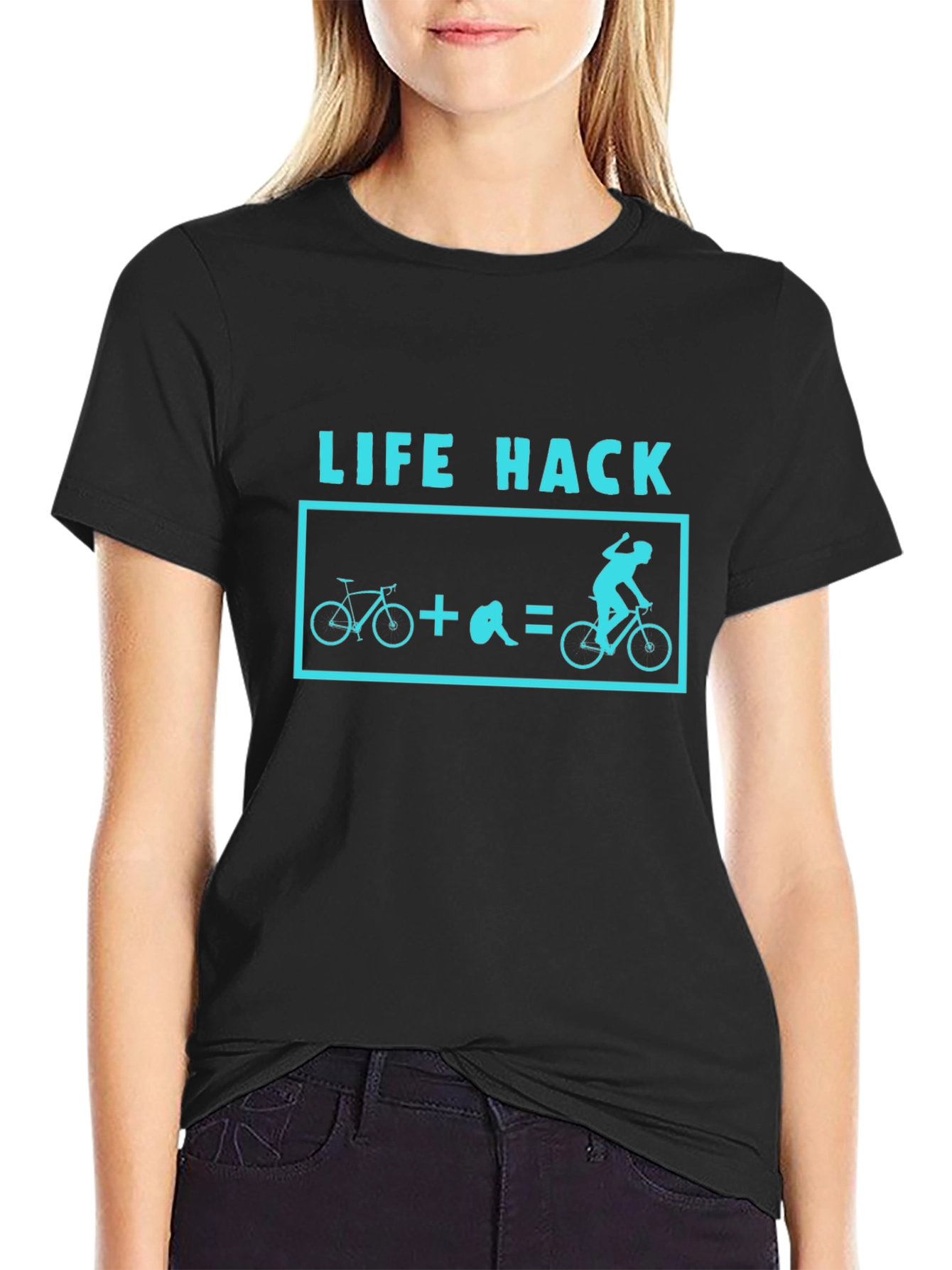 Life Hack Biking T-Shirt - Black Cotton Tee