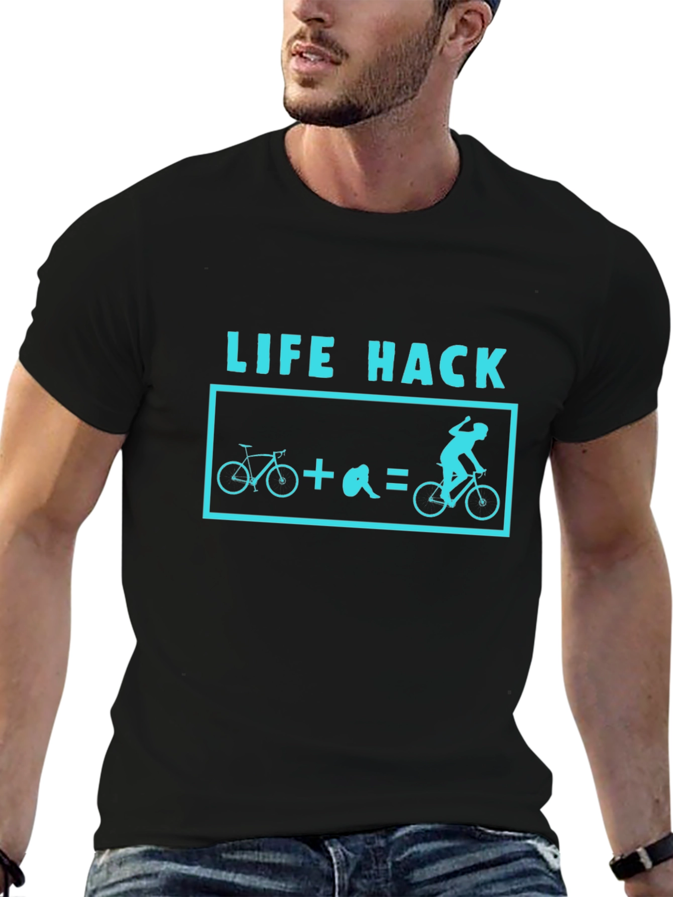 Life Hack Biking T-Shirt - Black Cotton Tee